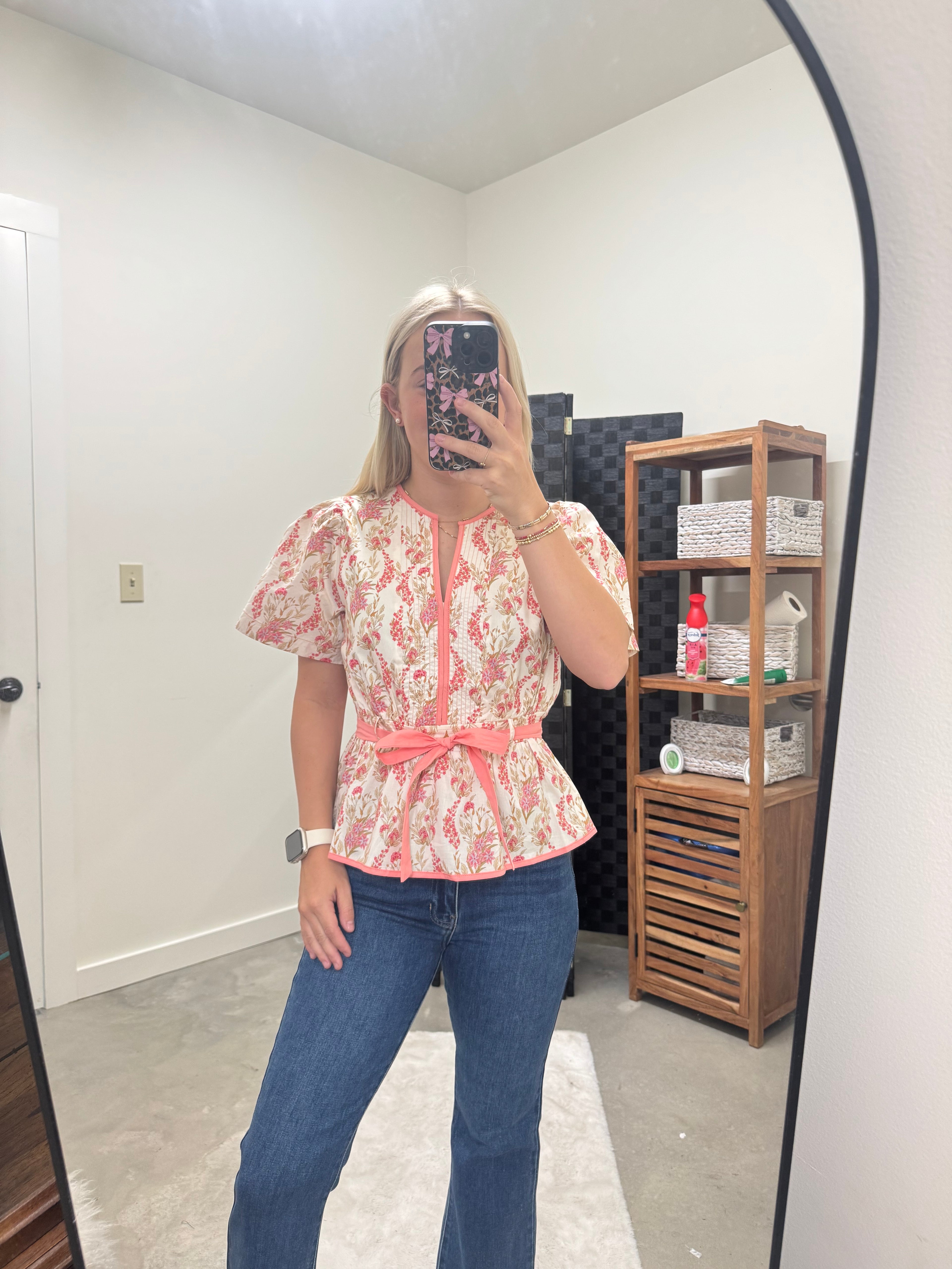 Pink Floral Peplum Top