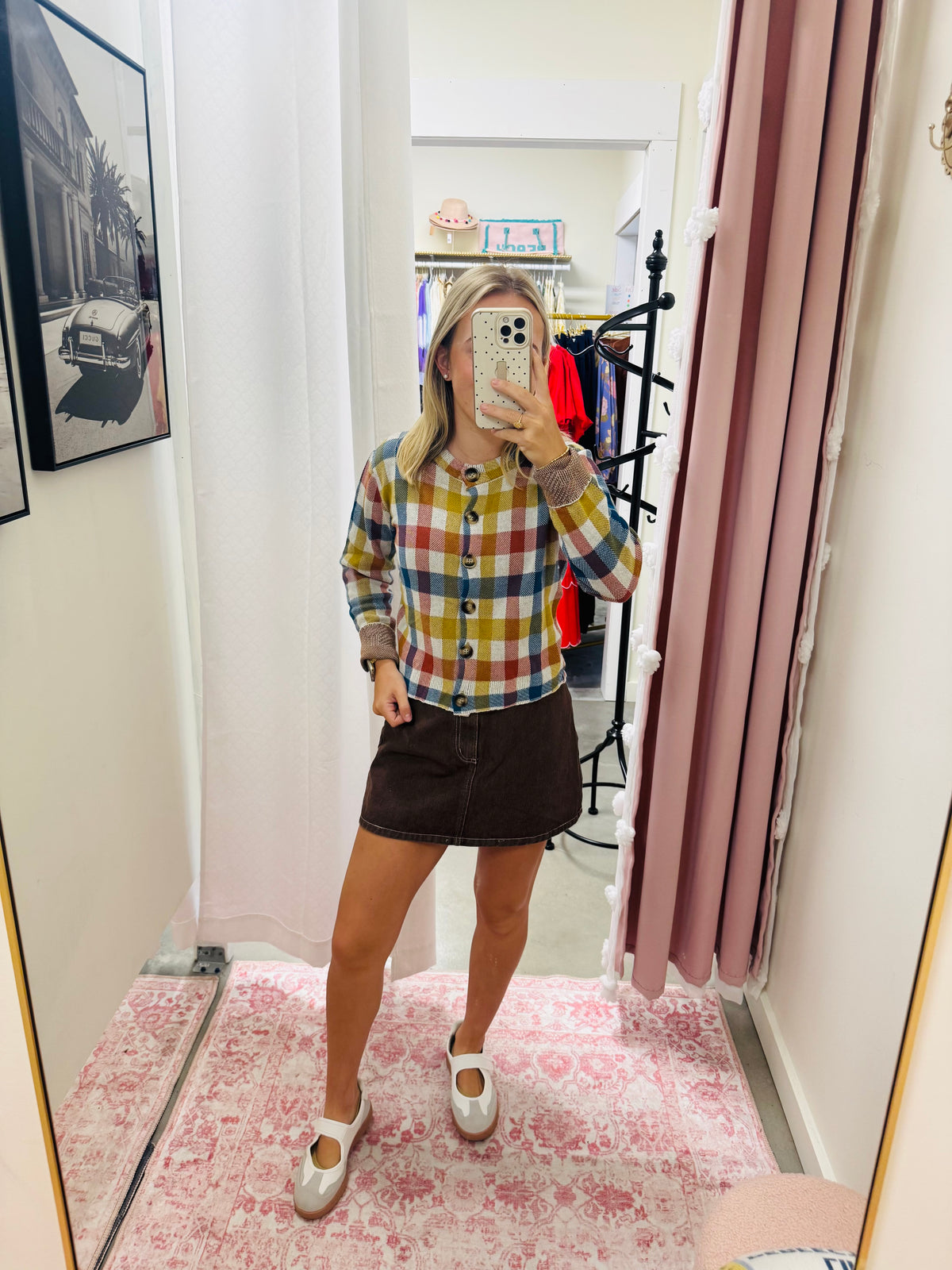 Multi Color Checkered Cardigan