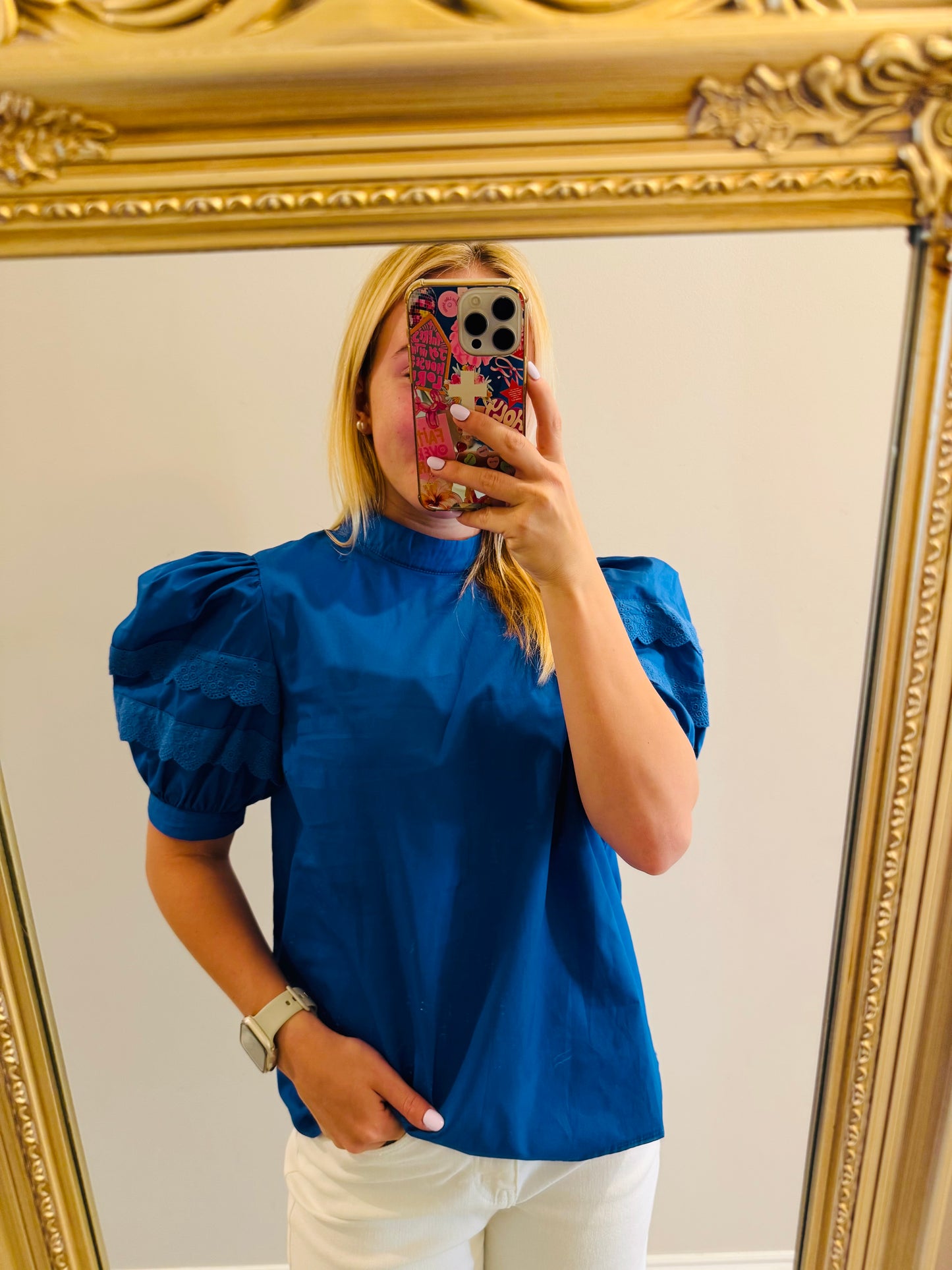 Royal Puff Sleeve Top