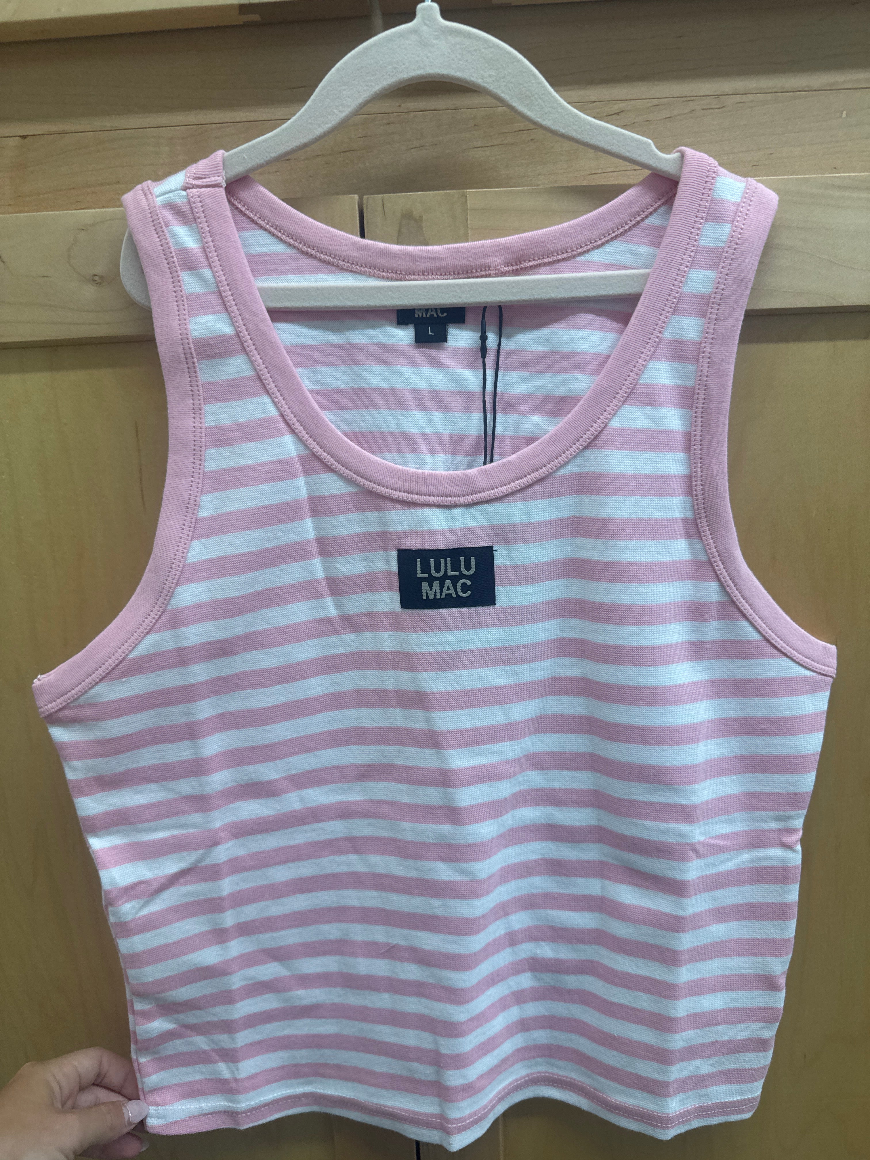 Pink and White Lulu Mac Tank