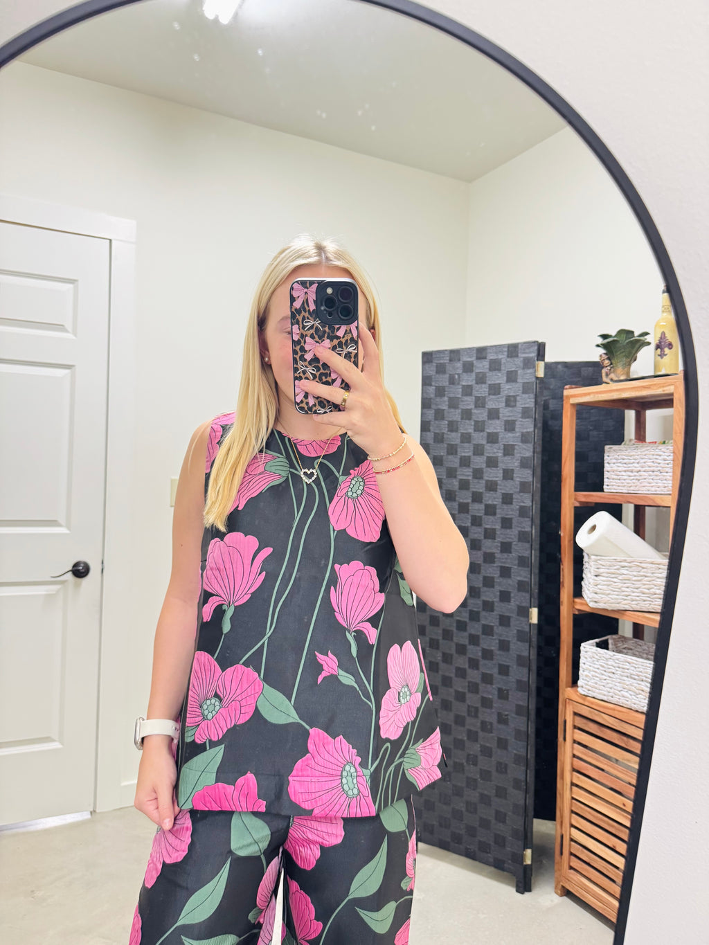 Black and Pink Flower Top