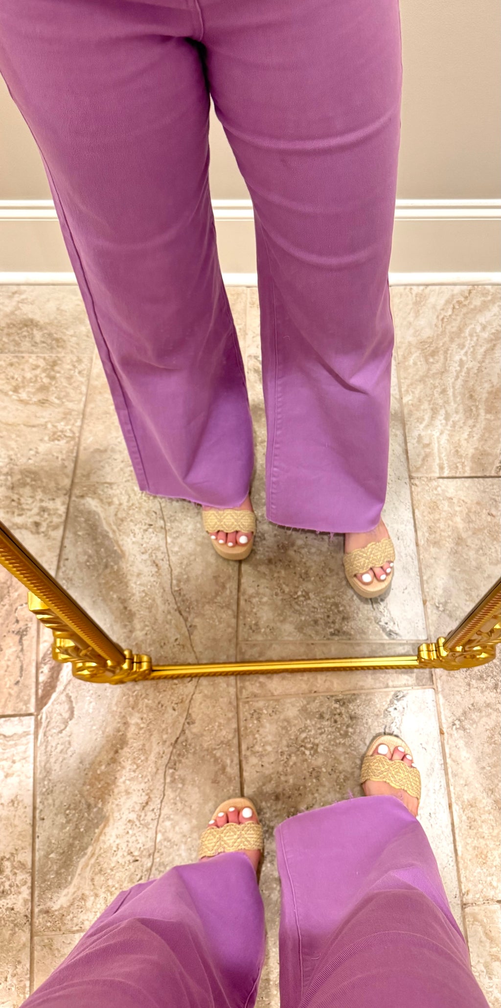 Lavender Wide Leg Cropped Jeans