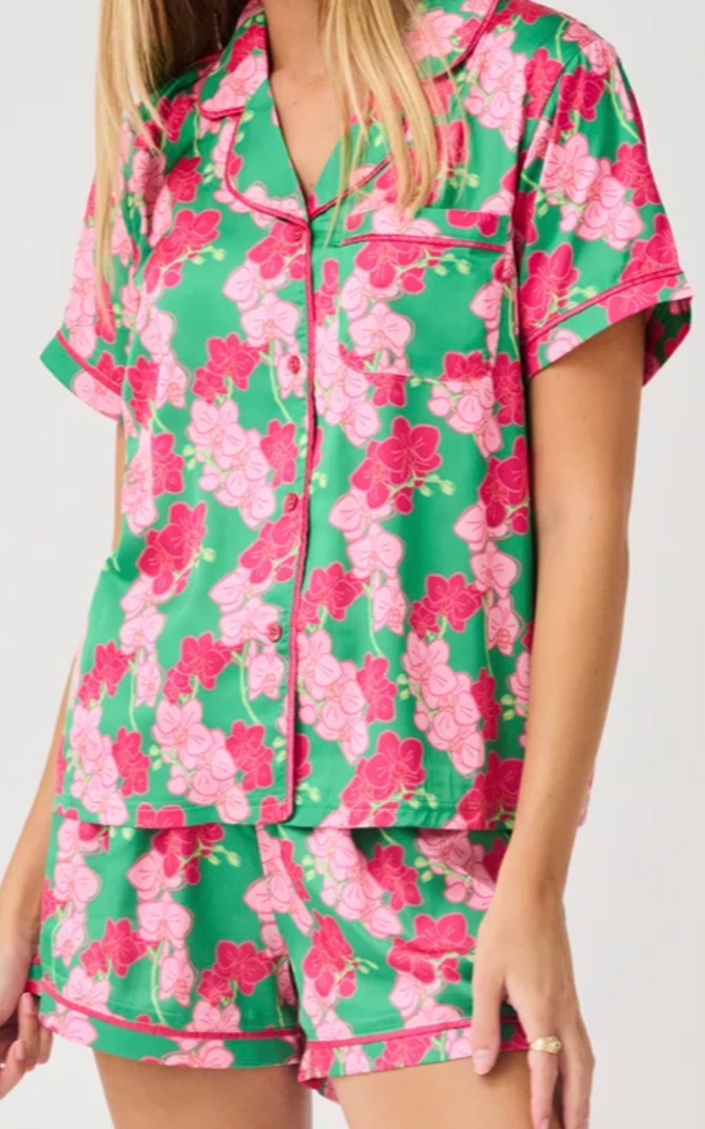 Mary Square Satin Pink Pjs