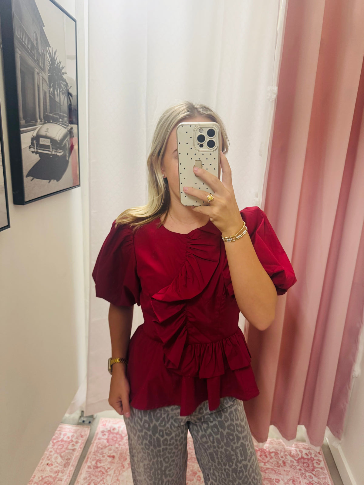 Red Puff Sleeve Top