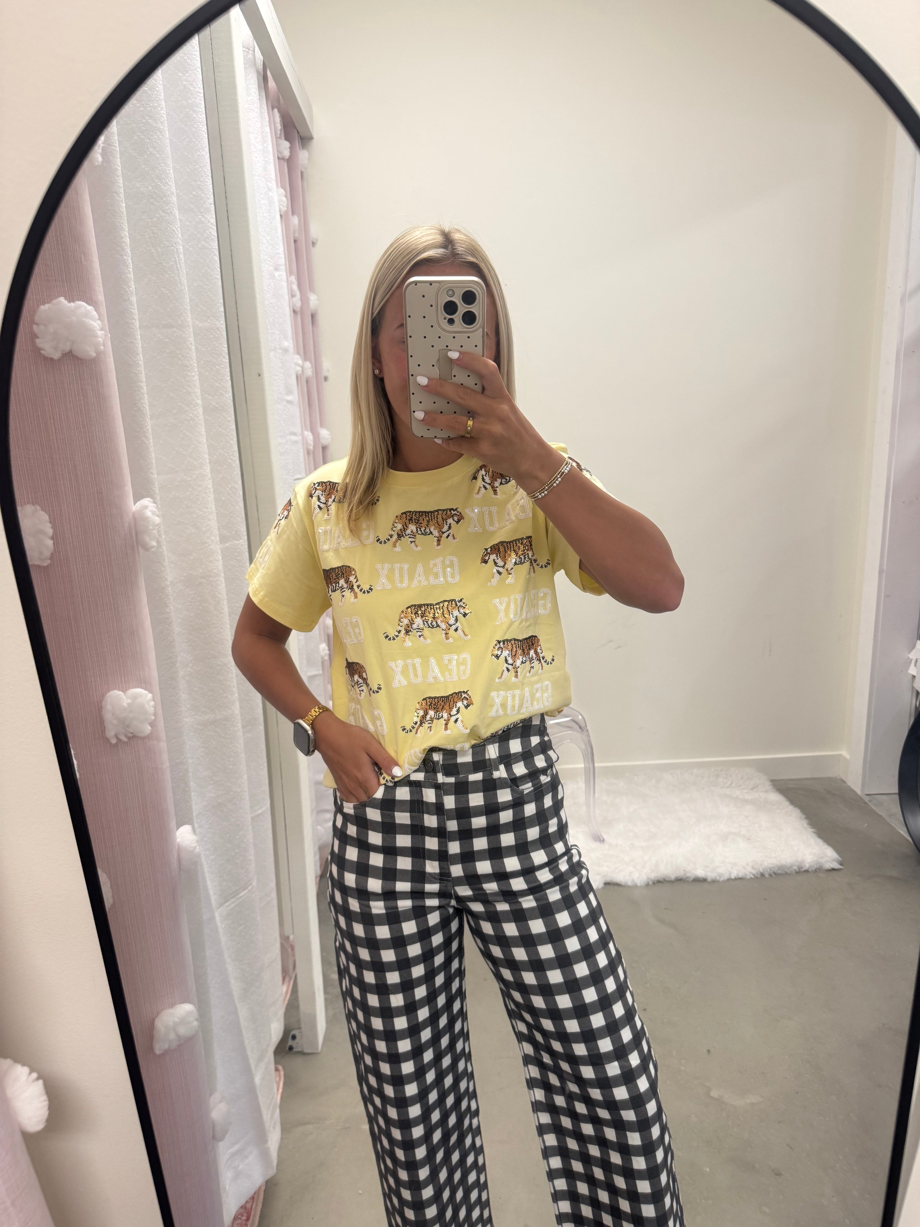 Yellow Geaux Tiger Sequins Shirt