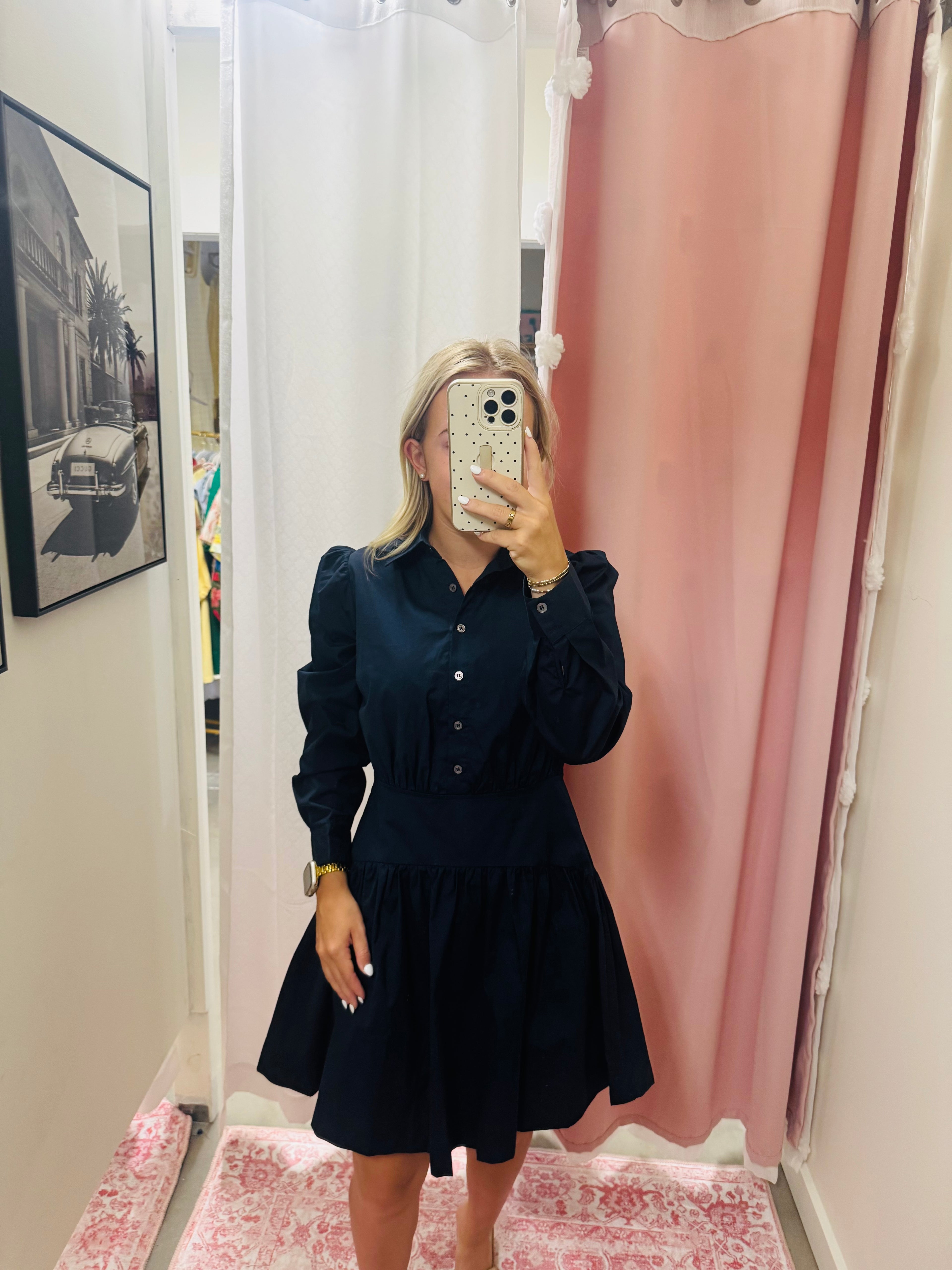 Navy Drop Waist Mini Dress