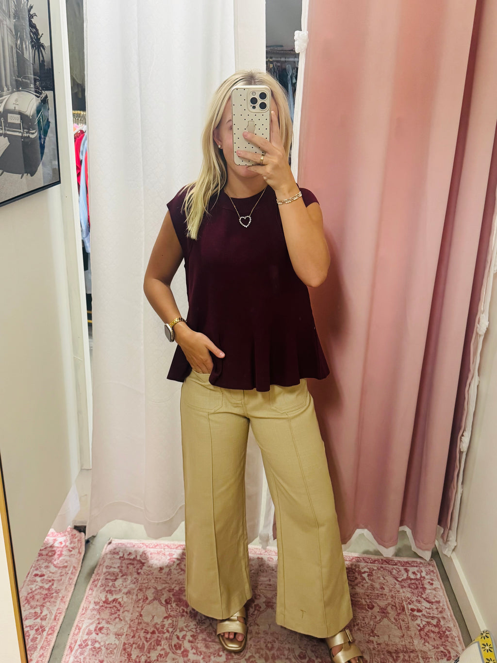 Cropped Khaki Linen Pants