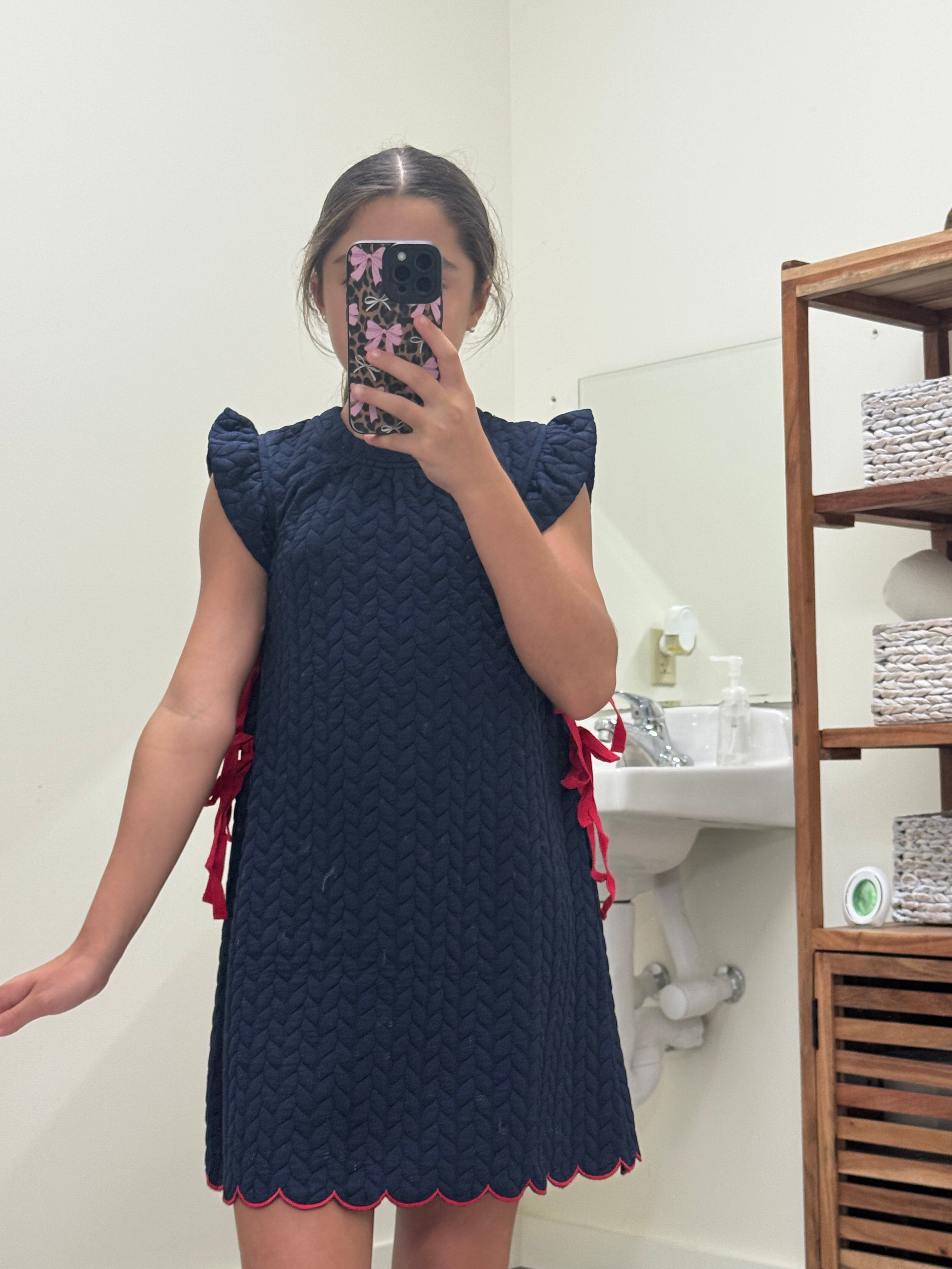 Navy Knited Bow Dress