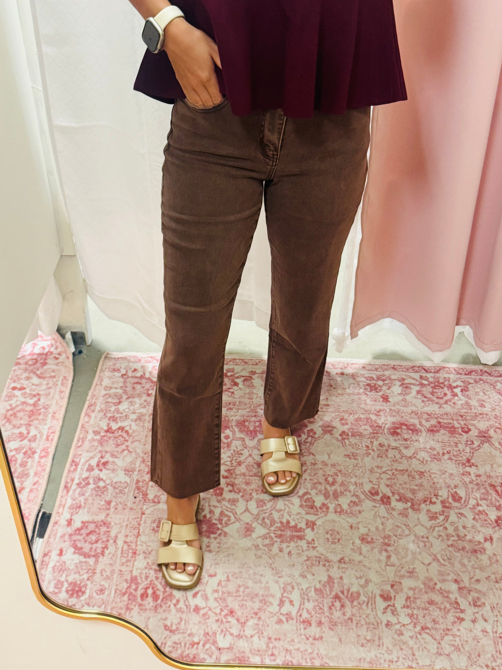 Deep Brown Straight Leg Jeans