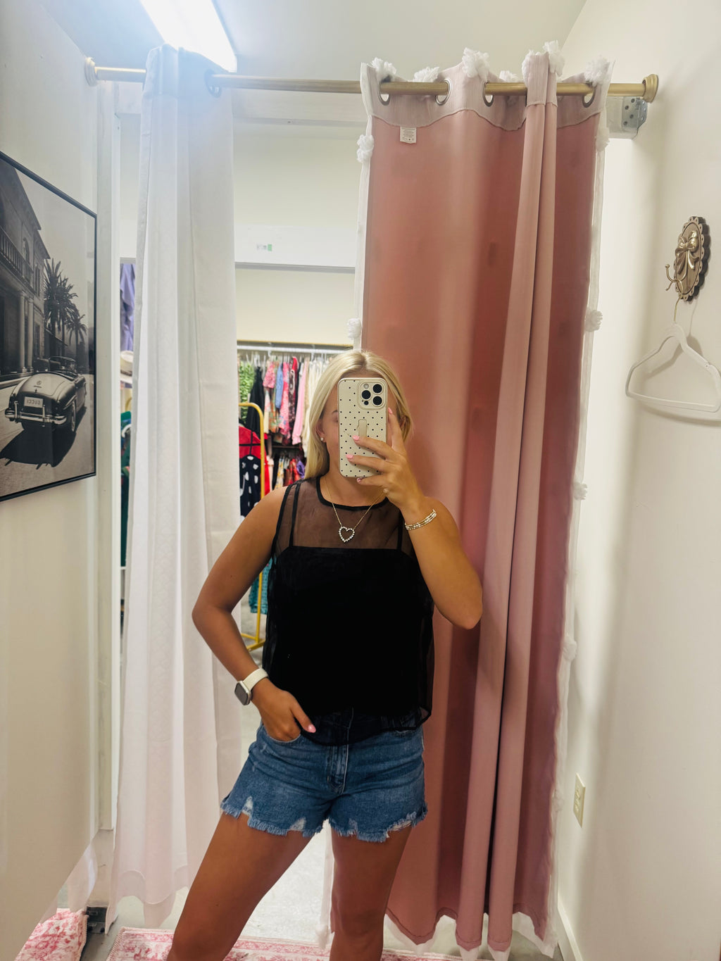 Black Mesh Shirt with Cami