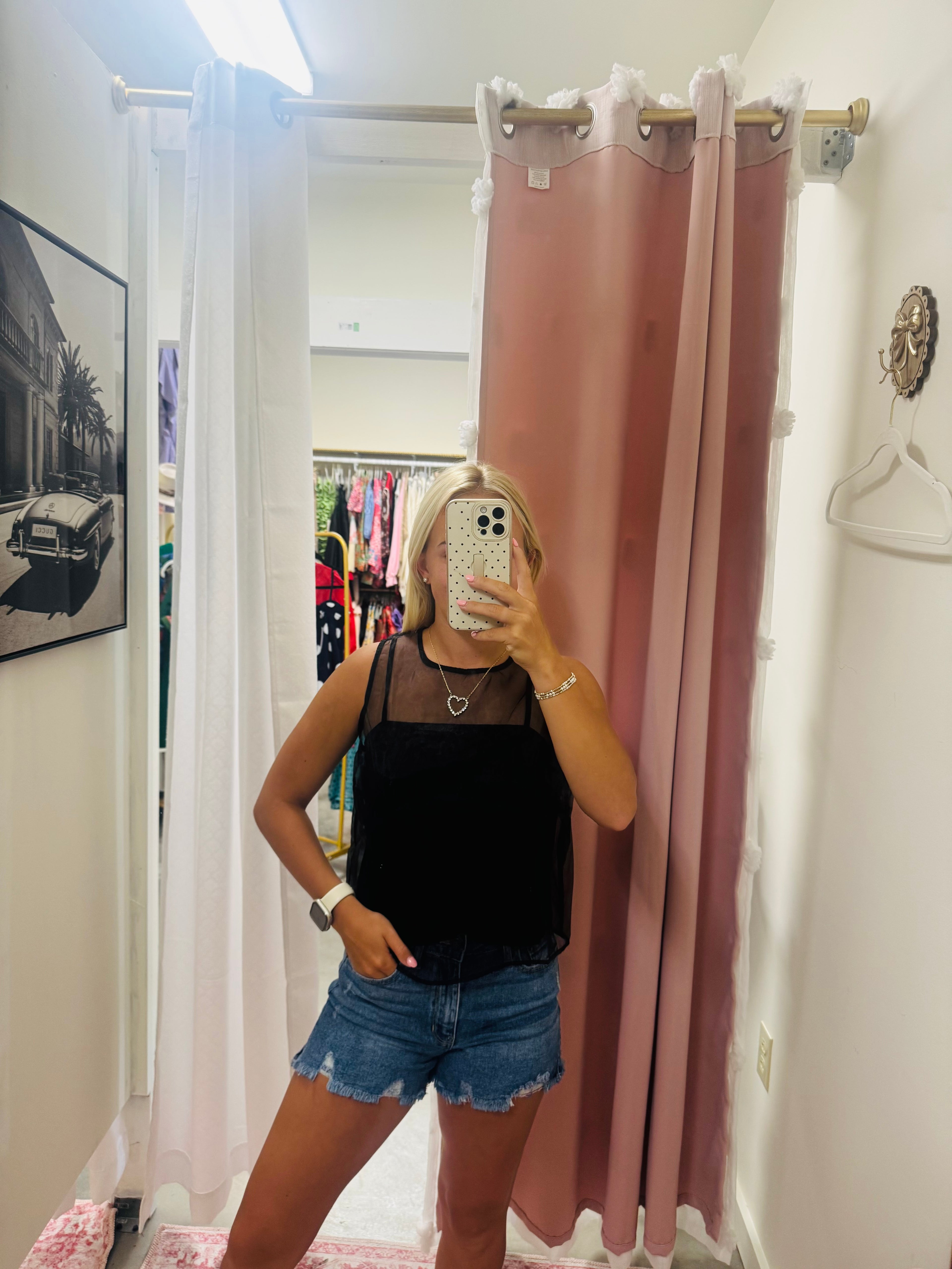 Black Mesh Shirt with Cami