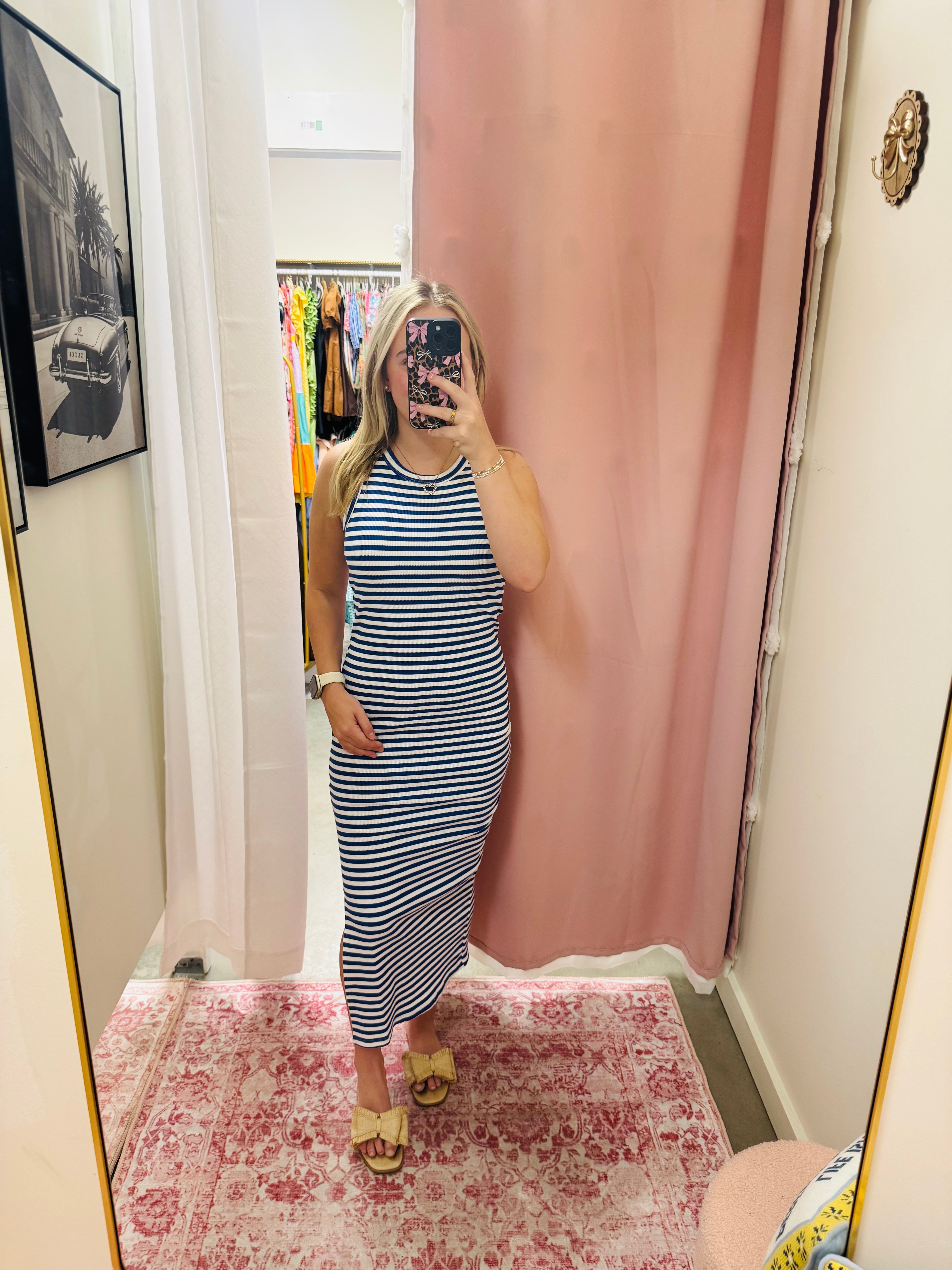 Blue Ribbed Knit Dress