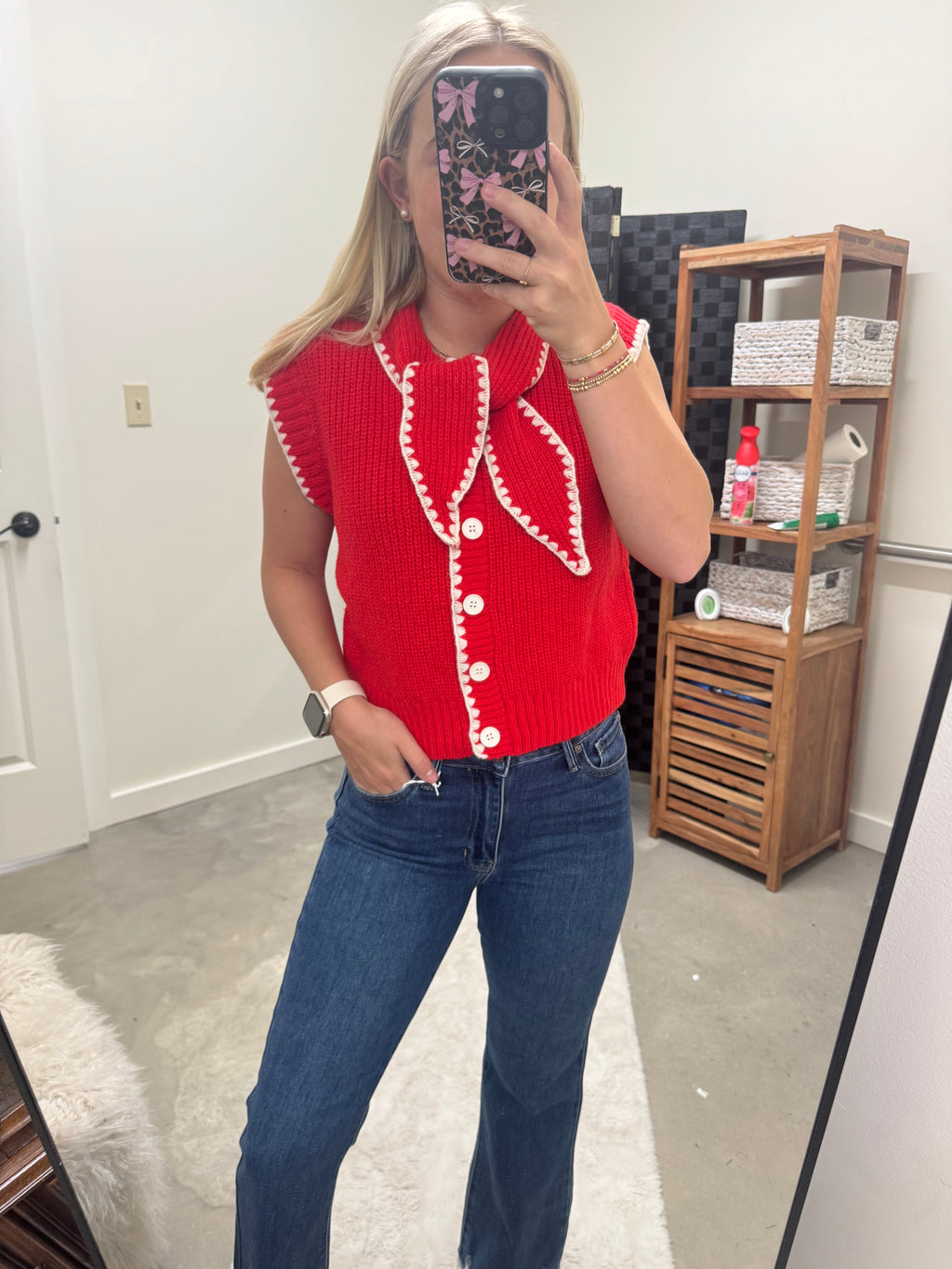 Red and White Sweater Vest