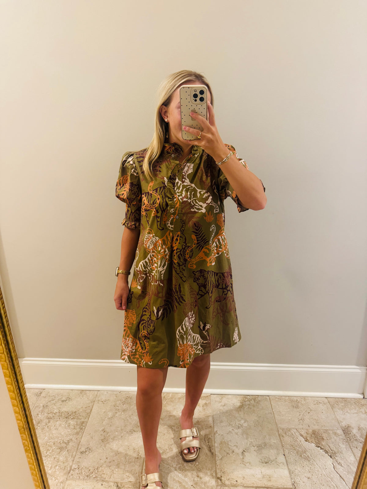 Olive and Rust Tiger Dress