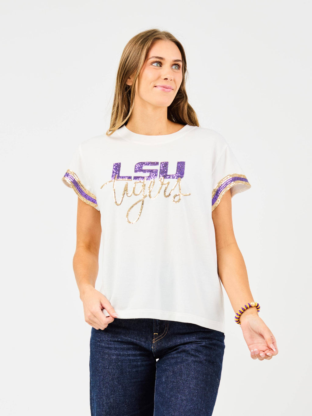 White LSU Tiger Top