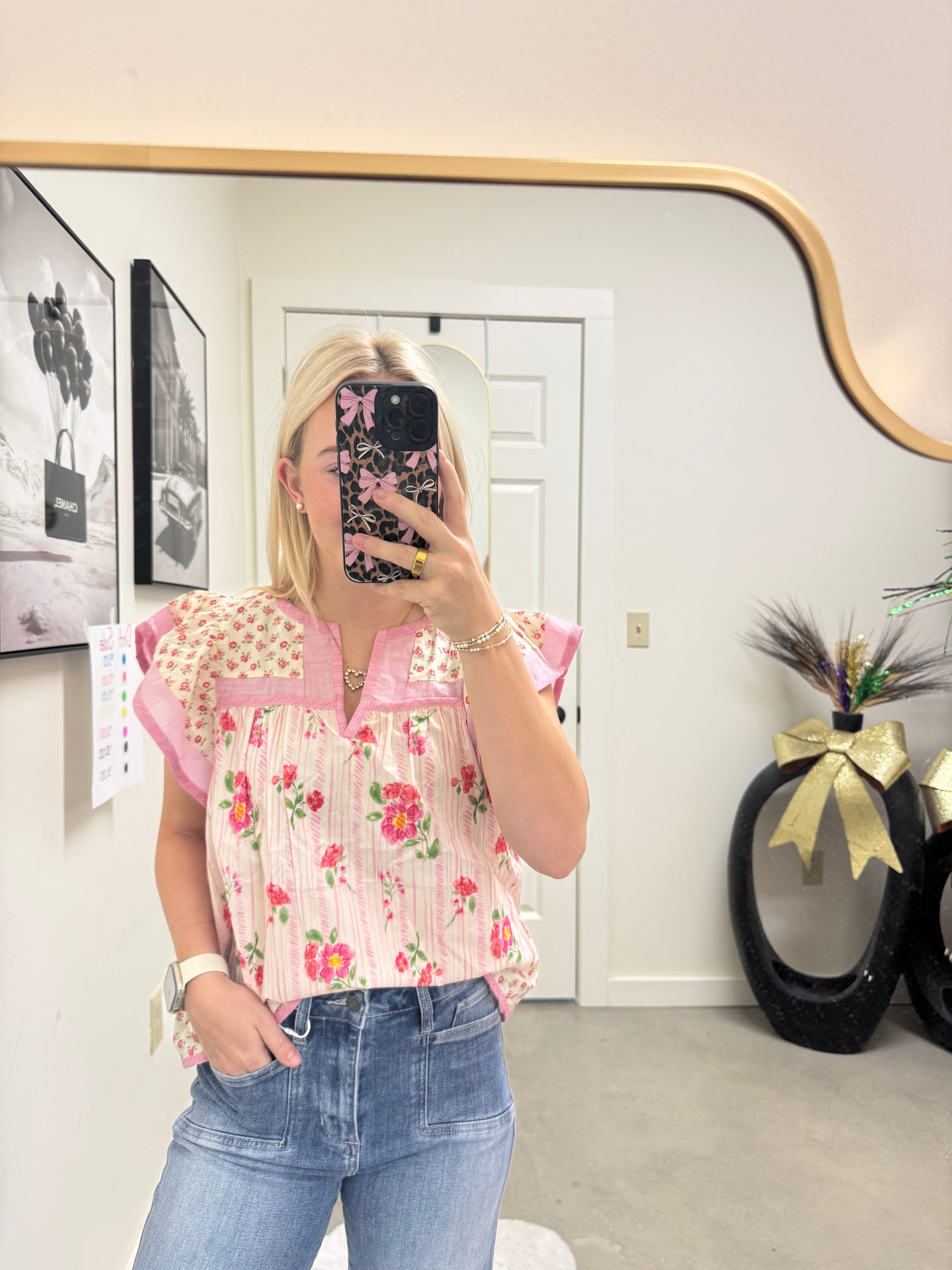 Pink Floral Blouse