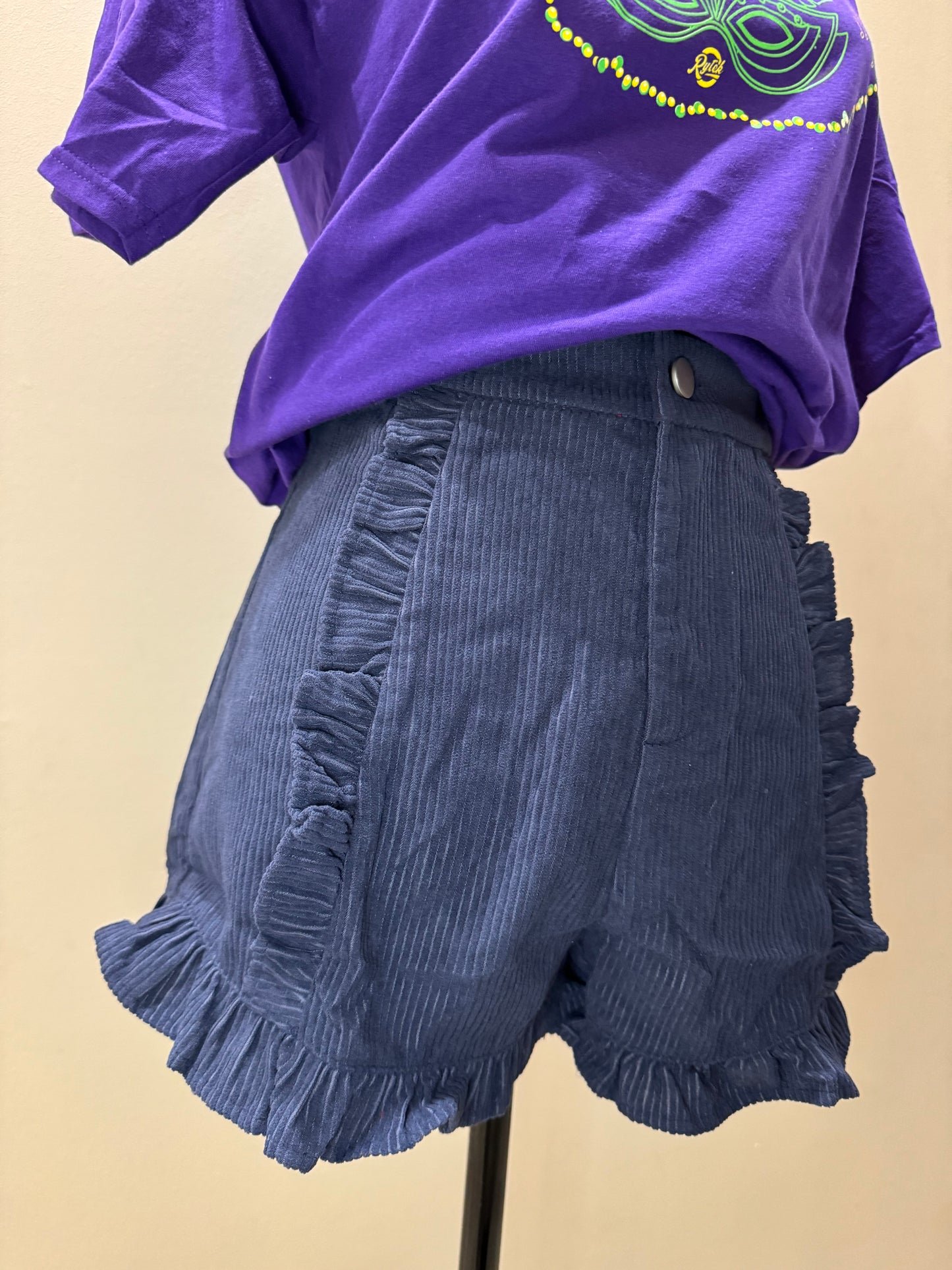 Ruffle Corduroy Short