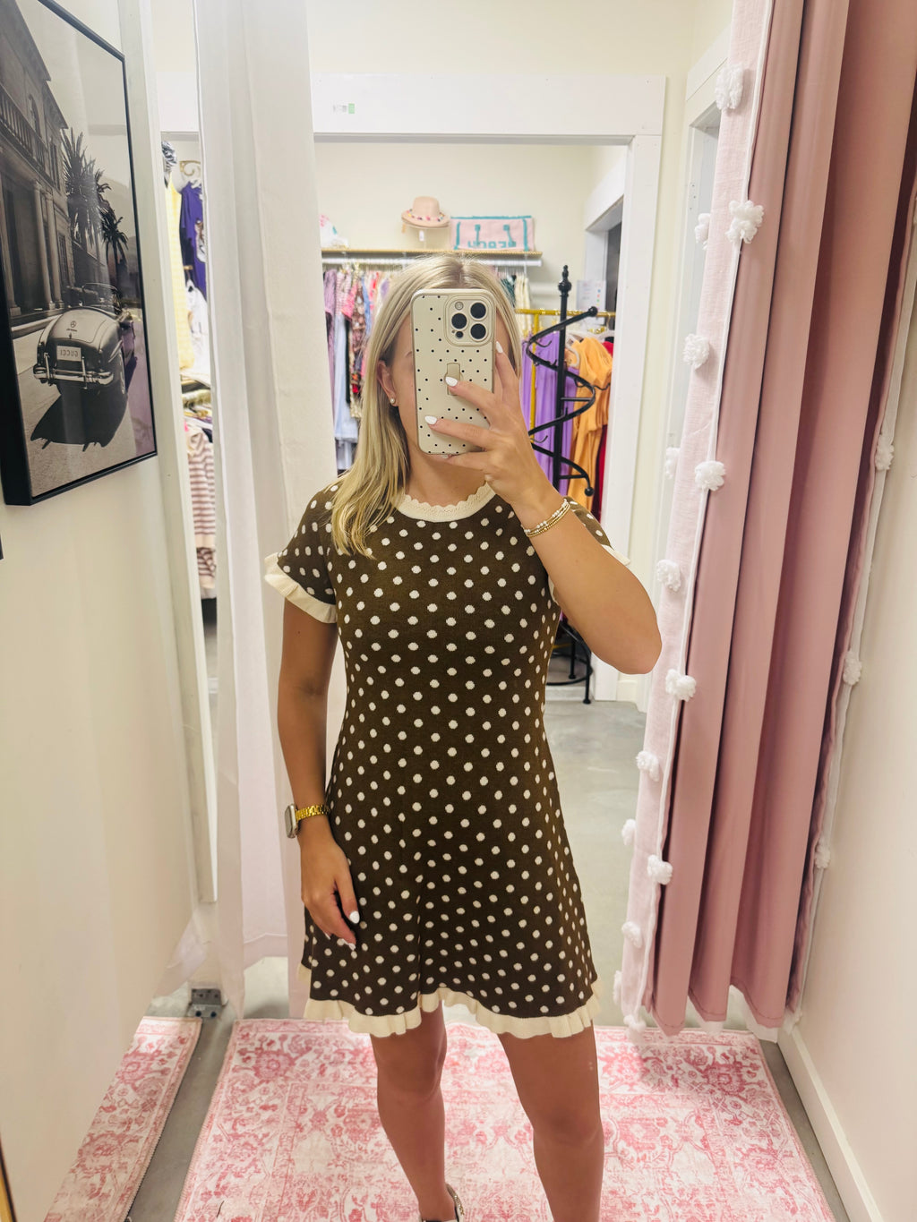 Brown Polka Dot Ruffle Dress