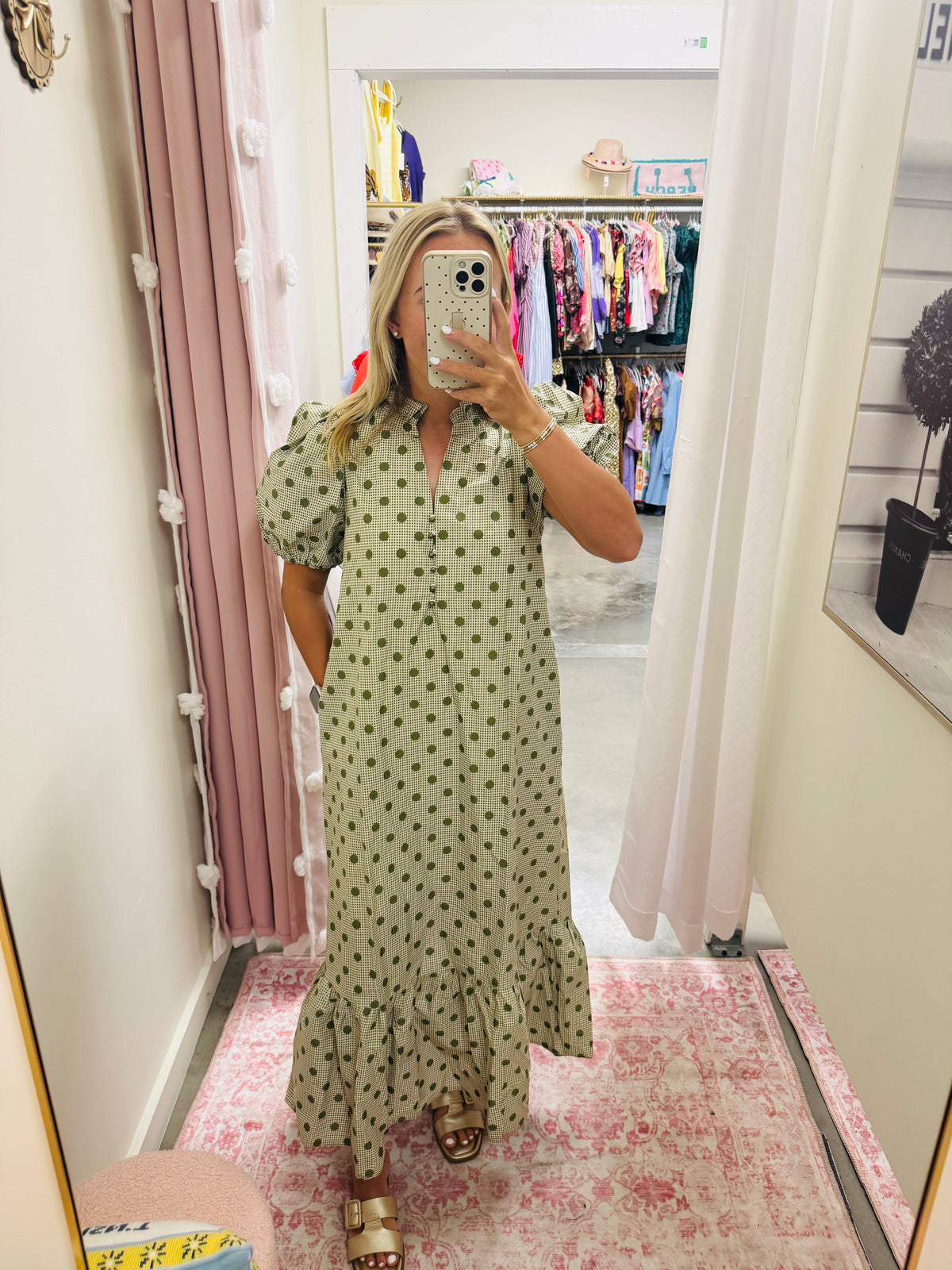 Green Polka Dot Maxi Dress