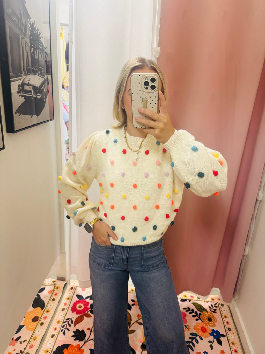 Colorful PomPom Sweater