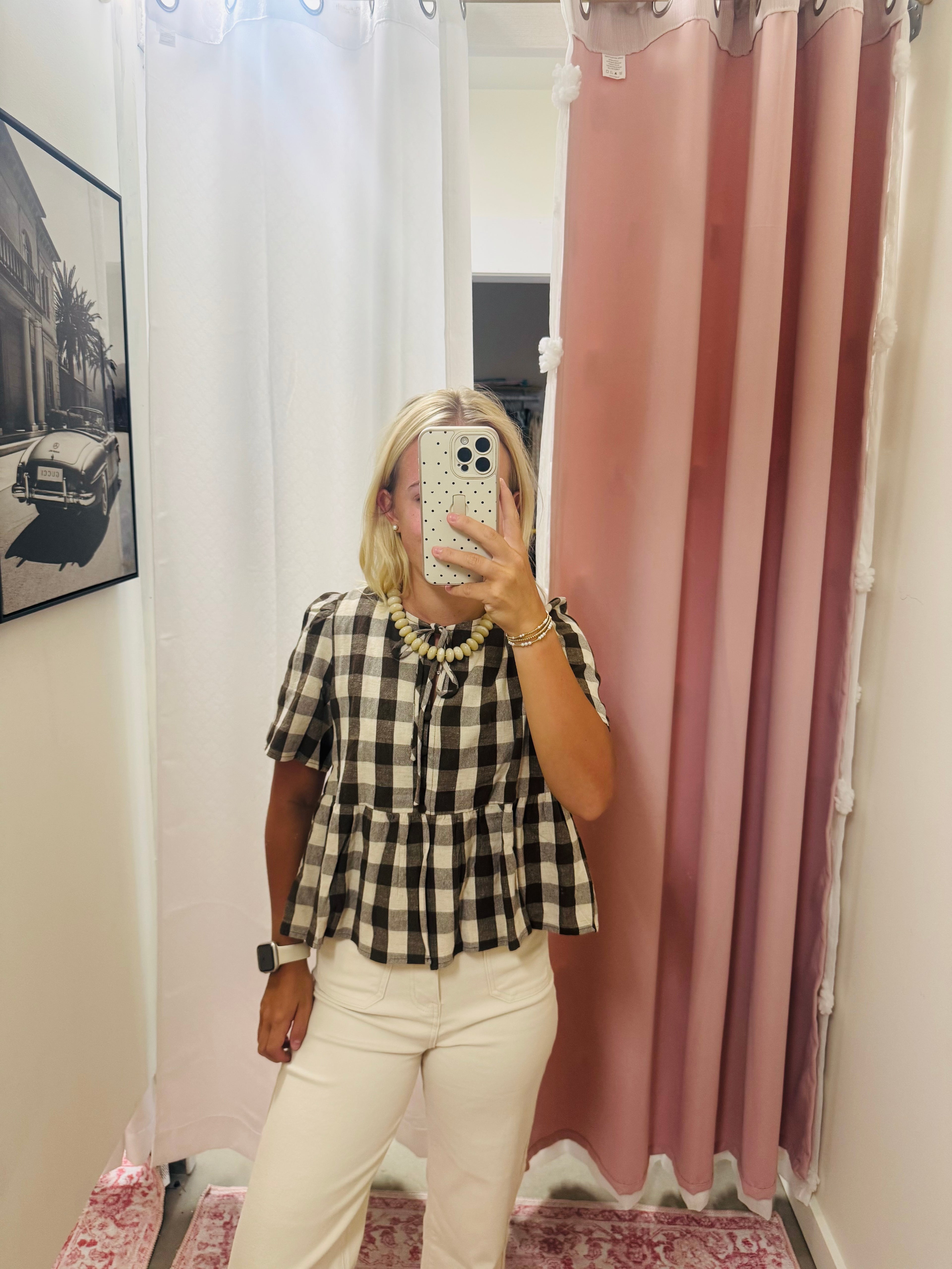 Brown and Cream Gingham Top