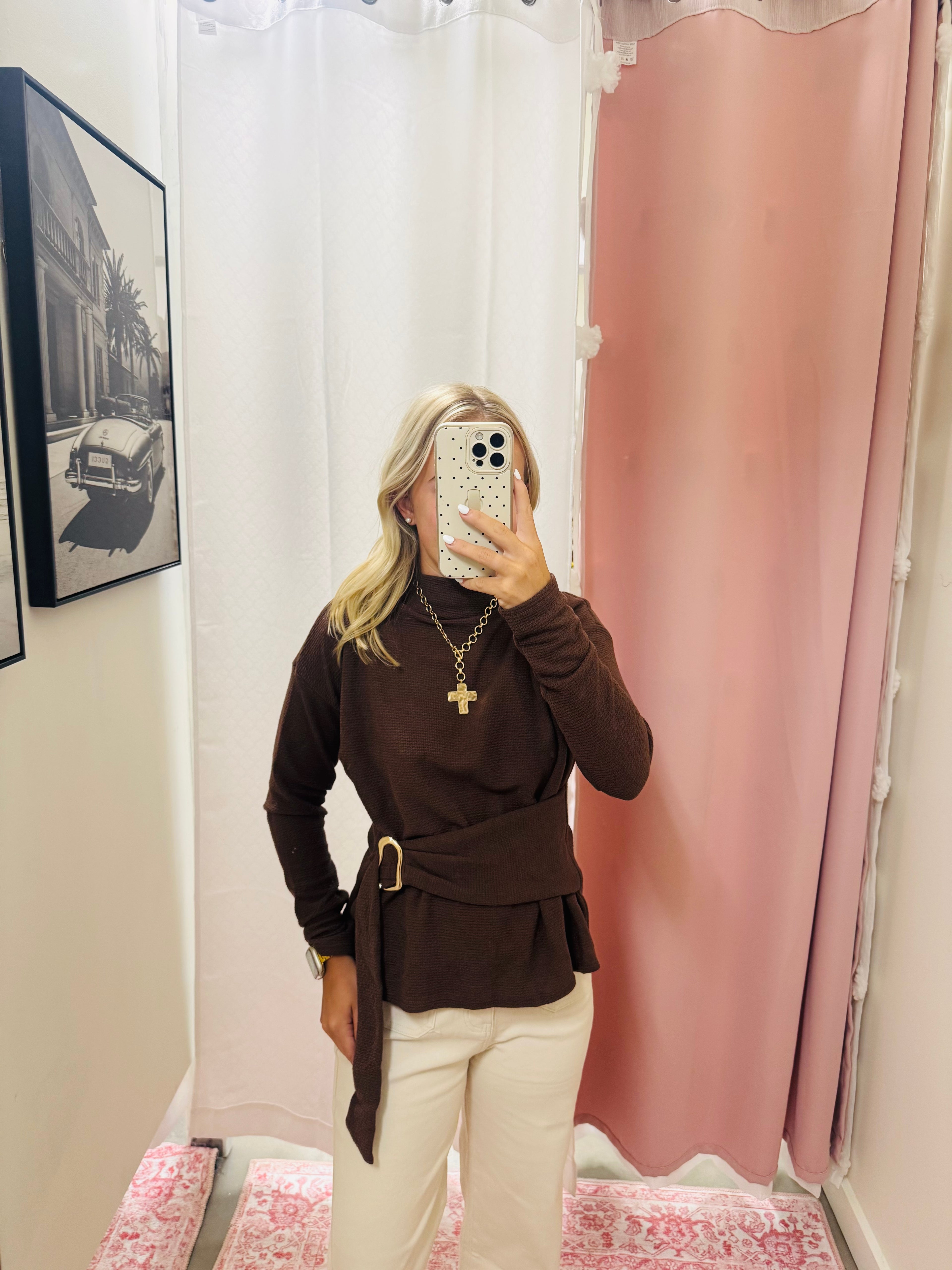 Brown Belted Top