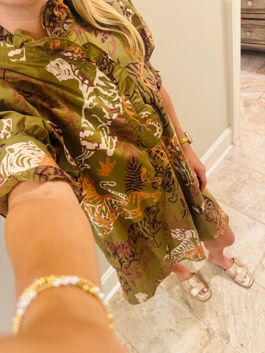Olive and Rust Tiger Dress