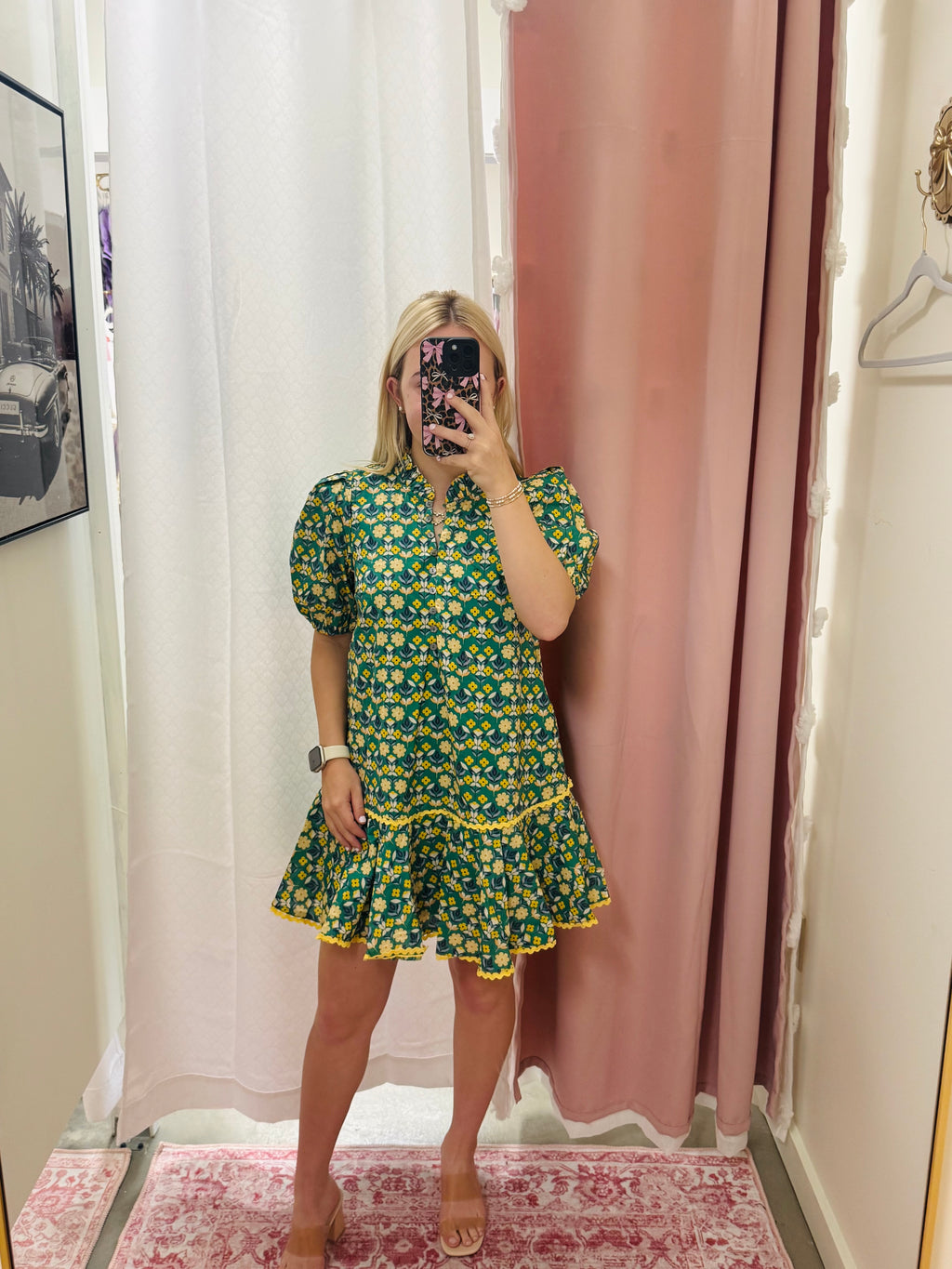 Puff Sleeve Lime Dress