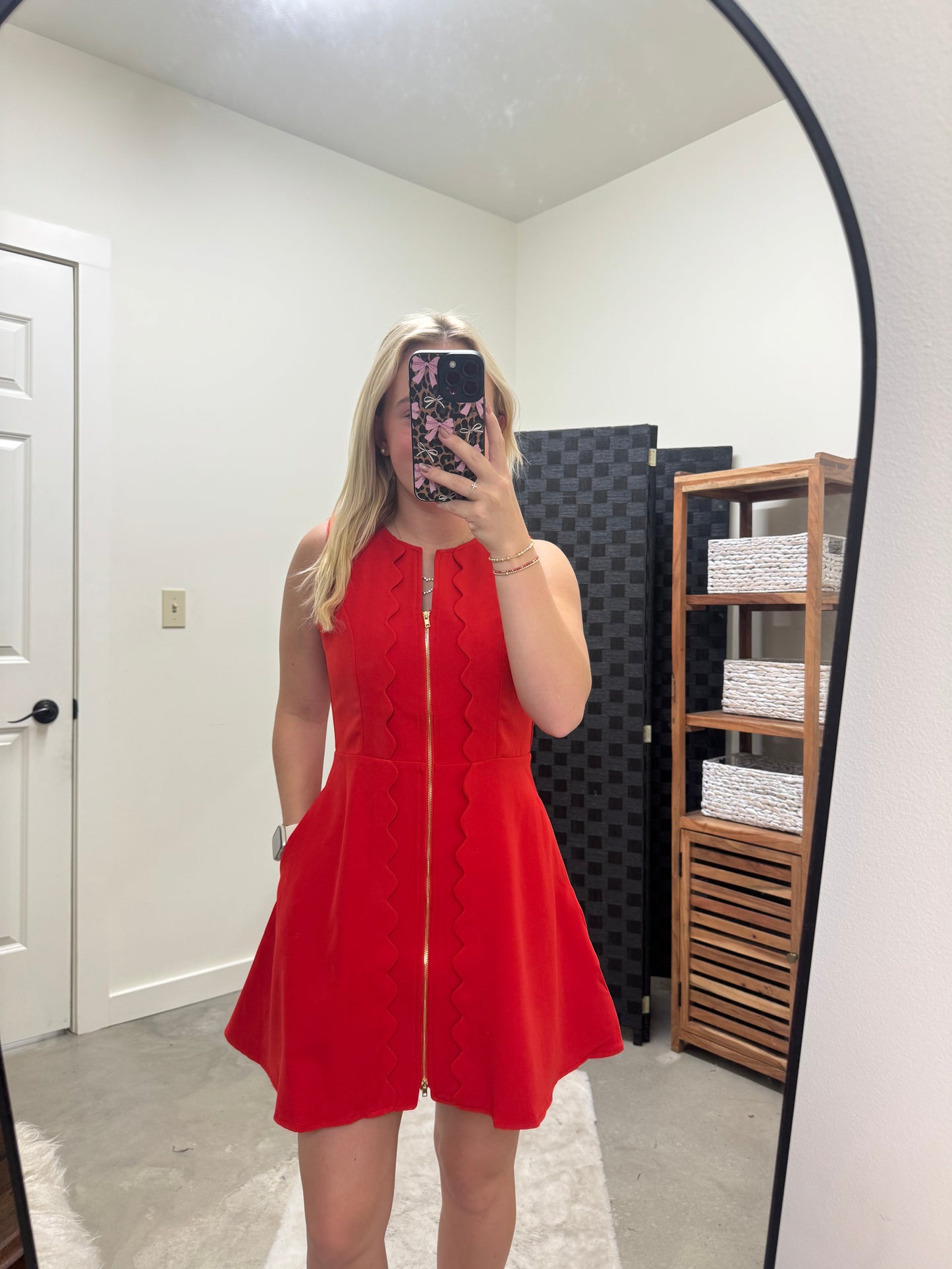 Zip Up Mini Red Dress