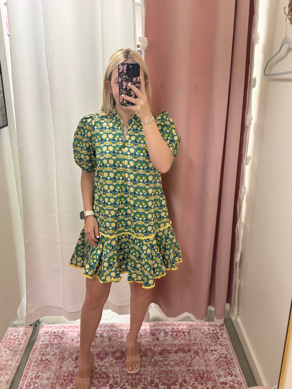 Puff Sleeve Lime Dress