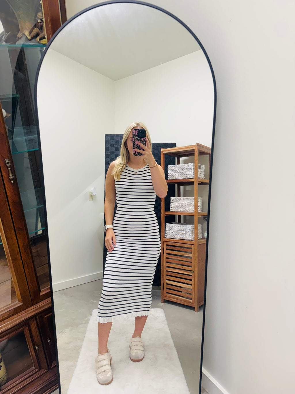 White and Black Ruffle Dress