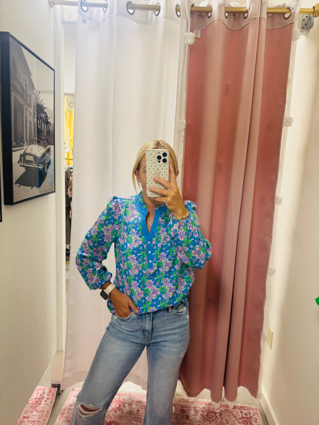 Blue Floral Long Sleeve