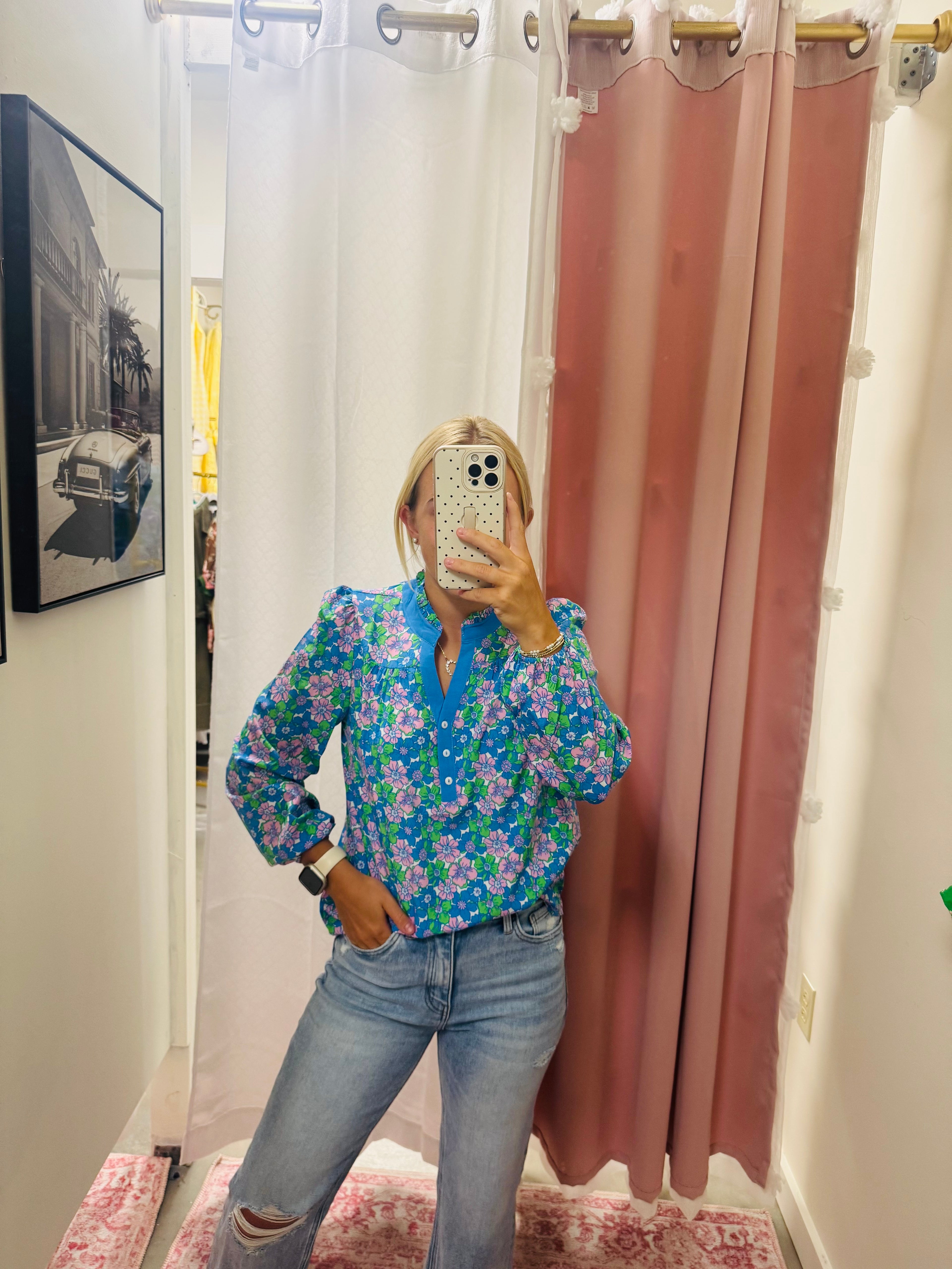 Blue Floral Long Sleeve