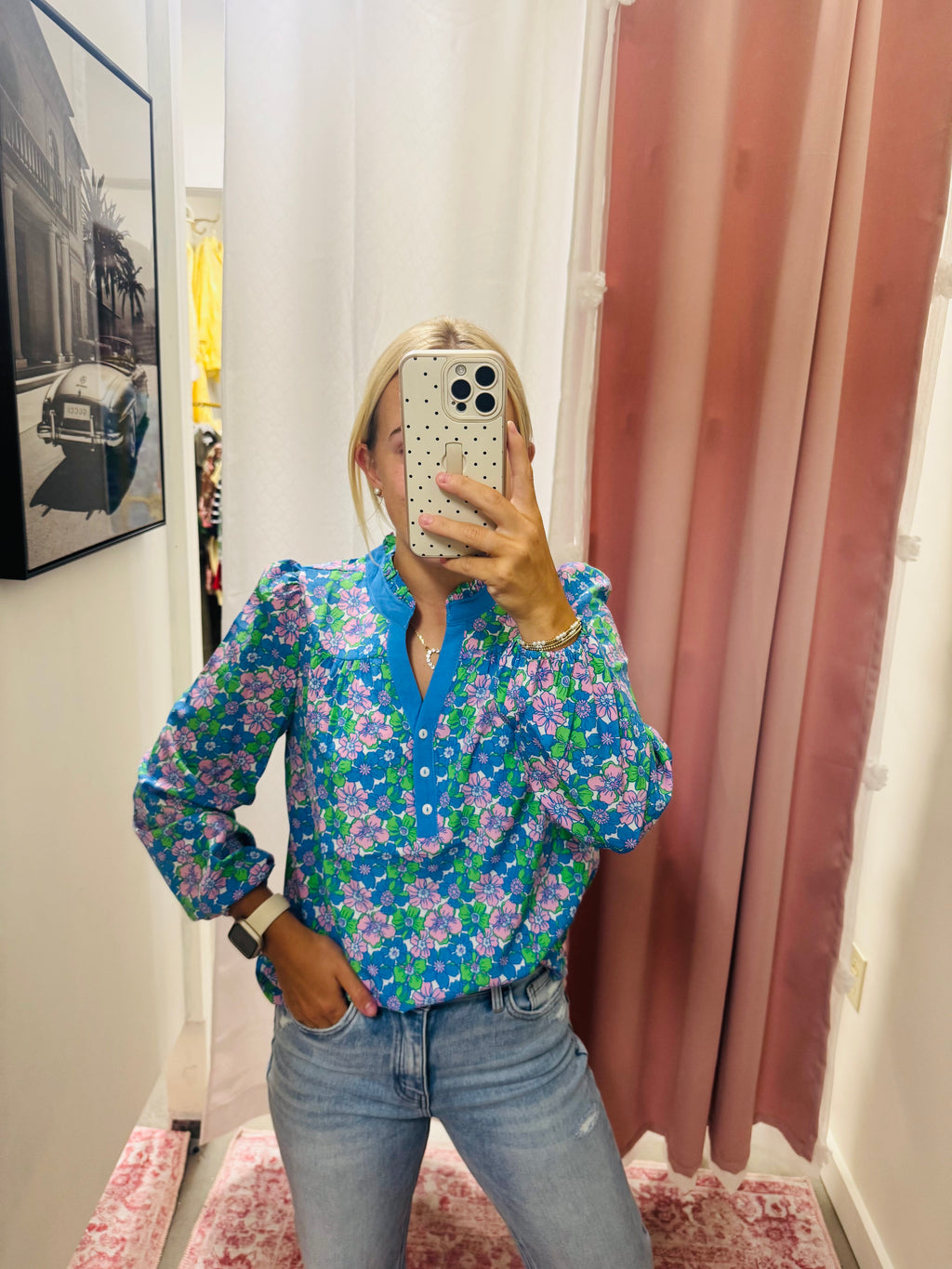 Blue Floral Long Sleeve