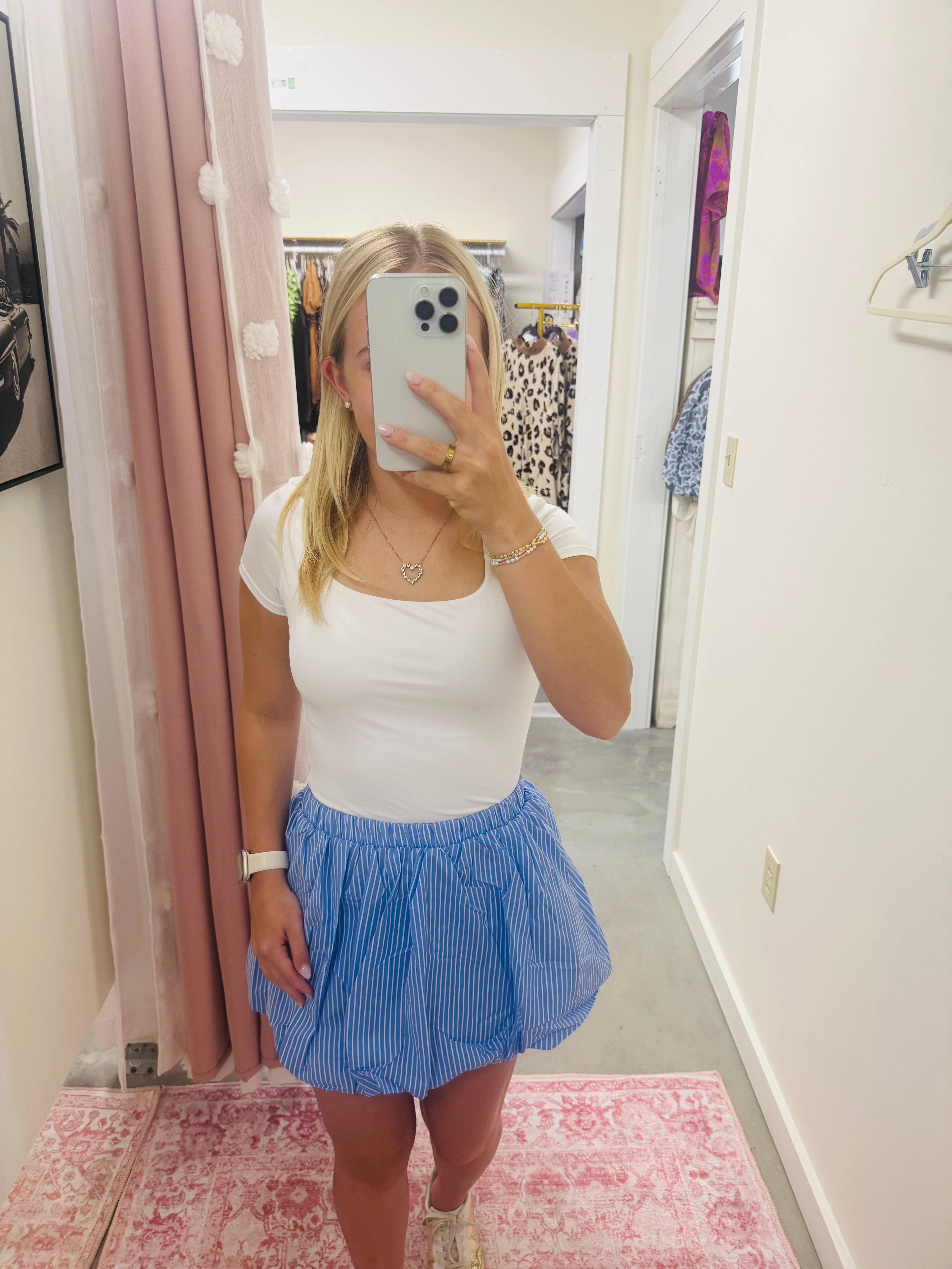 Blue Stripe Balloon Skirt