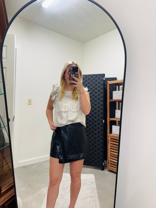 Silver Ruffle Strap Top