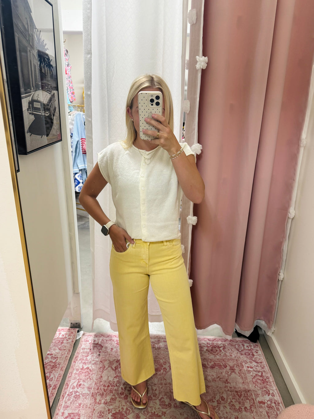 Pale Yellow Wide Leg Jeans