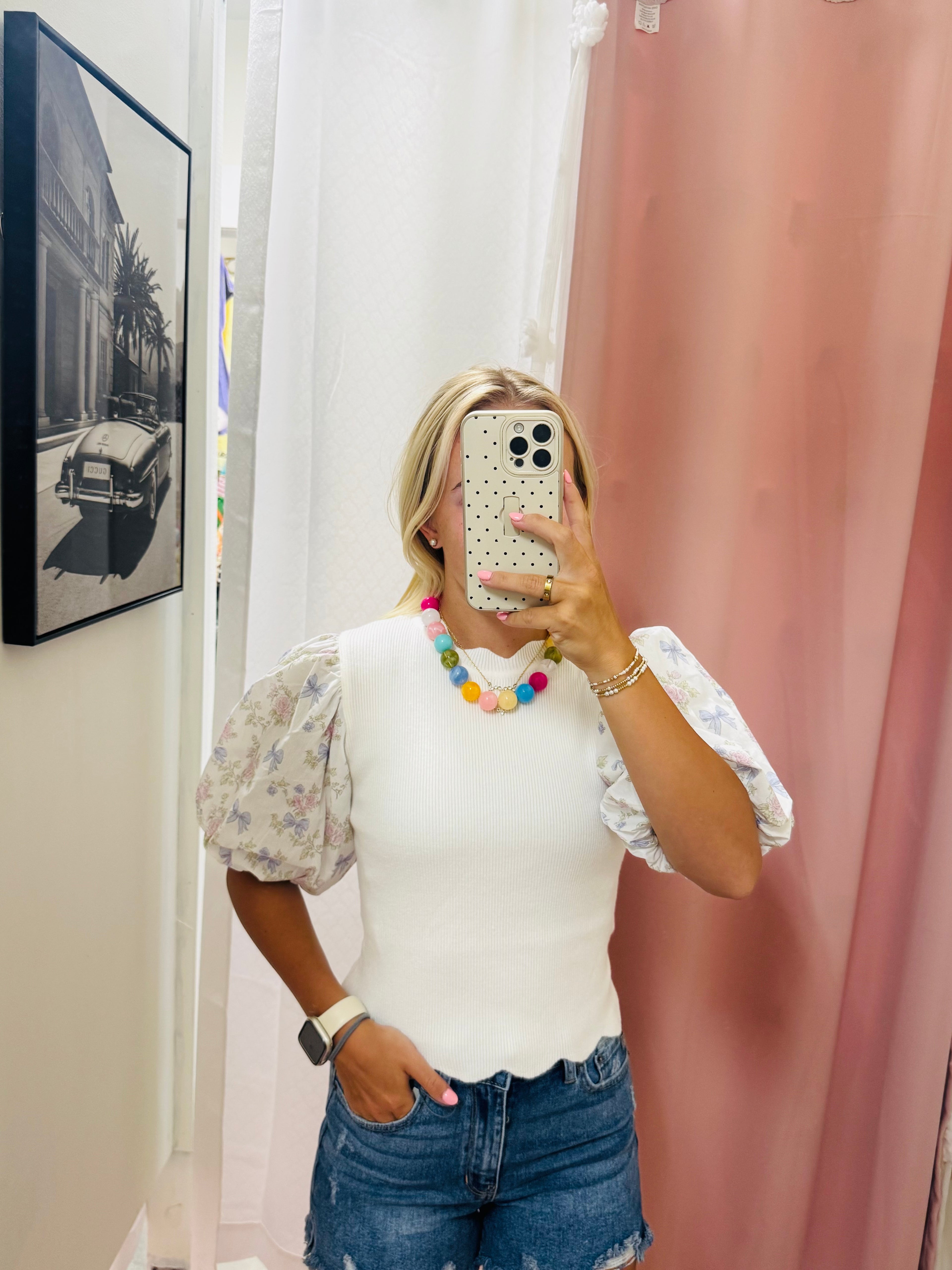 Floral Scalloped Knit Top