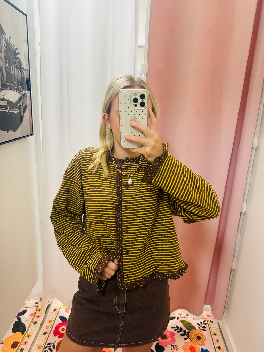 Brown and Mustard Patterned Cardigan