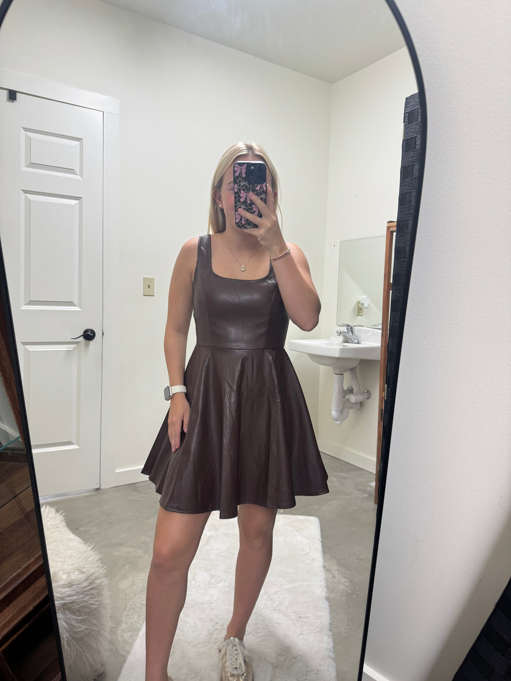 Brown Leather Dress