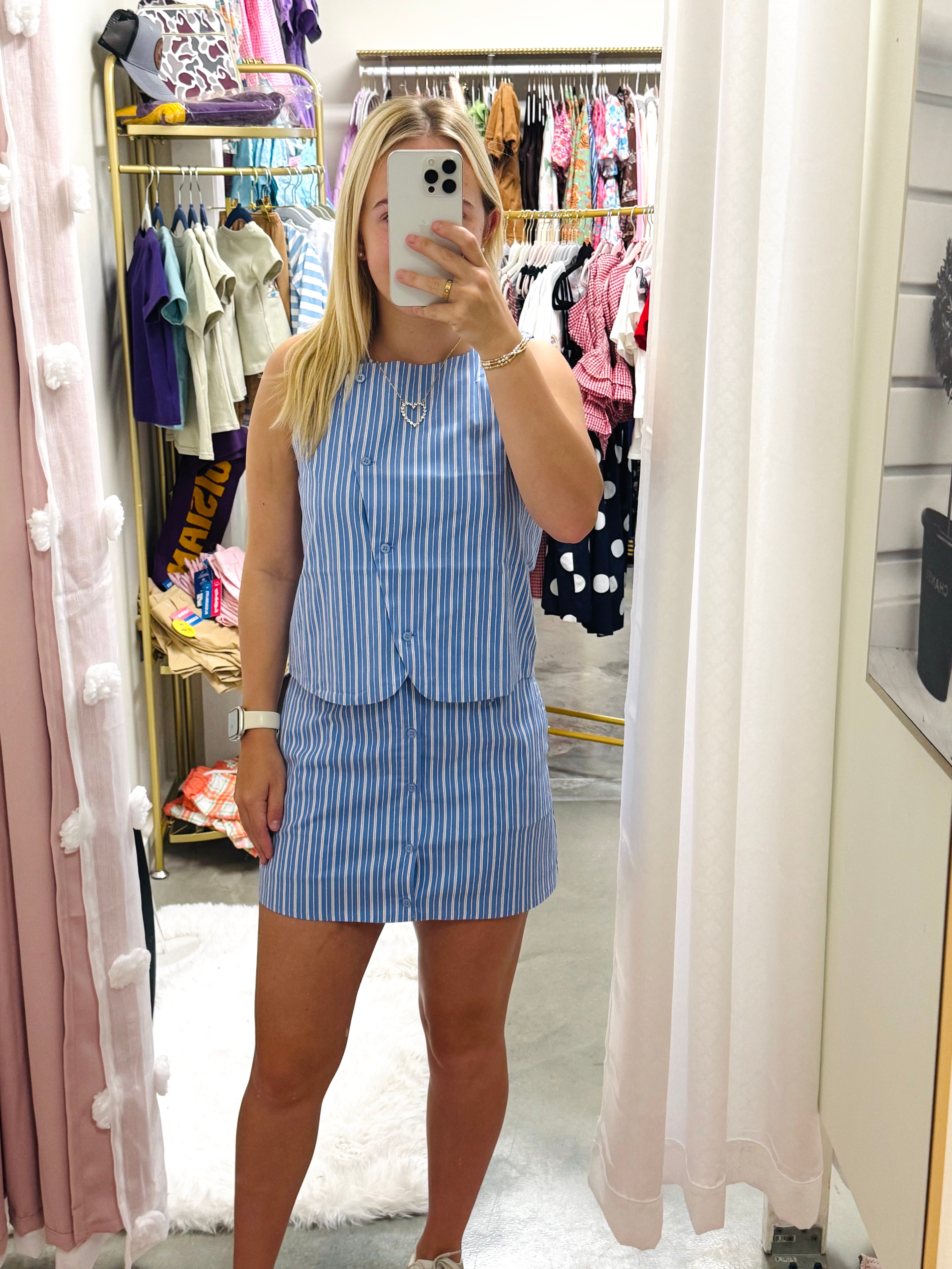 Blue Striped Skort
