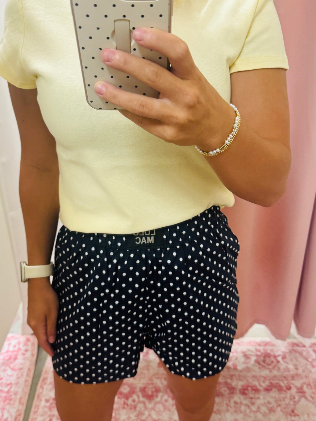 Lulu Mac Navy Polka Shorts