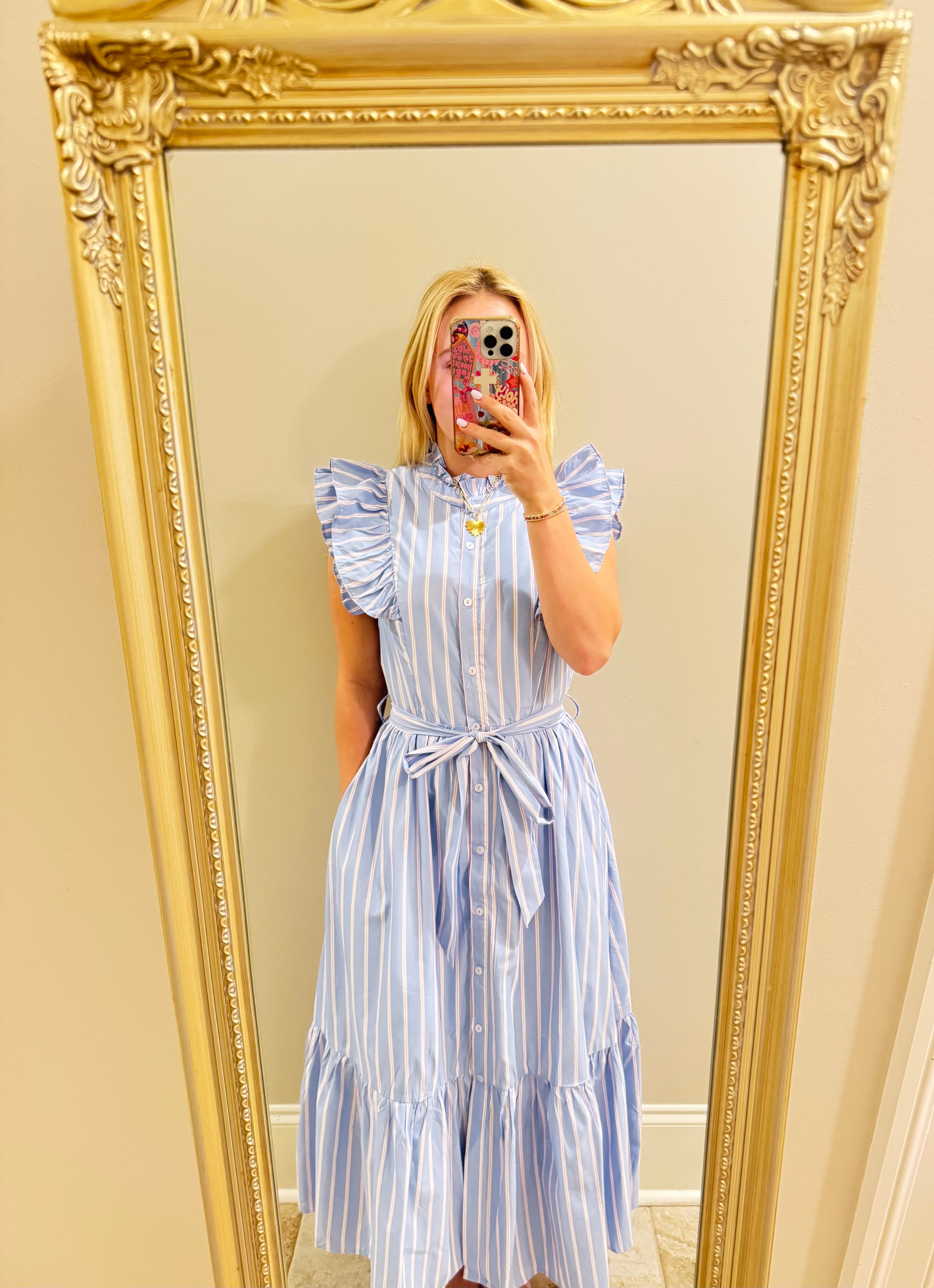 Striped Baby Blue Dress