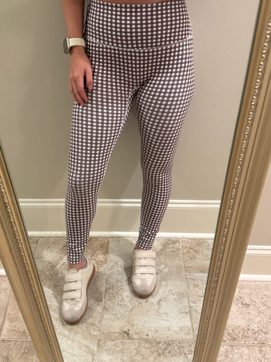 Brown Gingham Leggings
