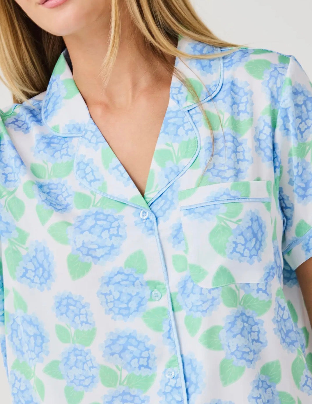Mary Square Satin Hydrangea PJs
