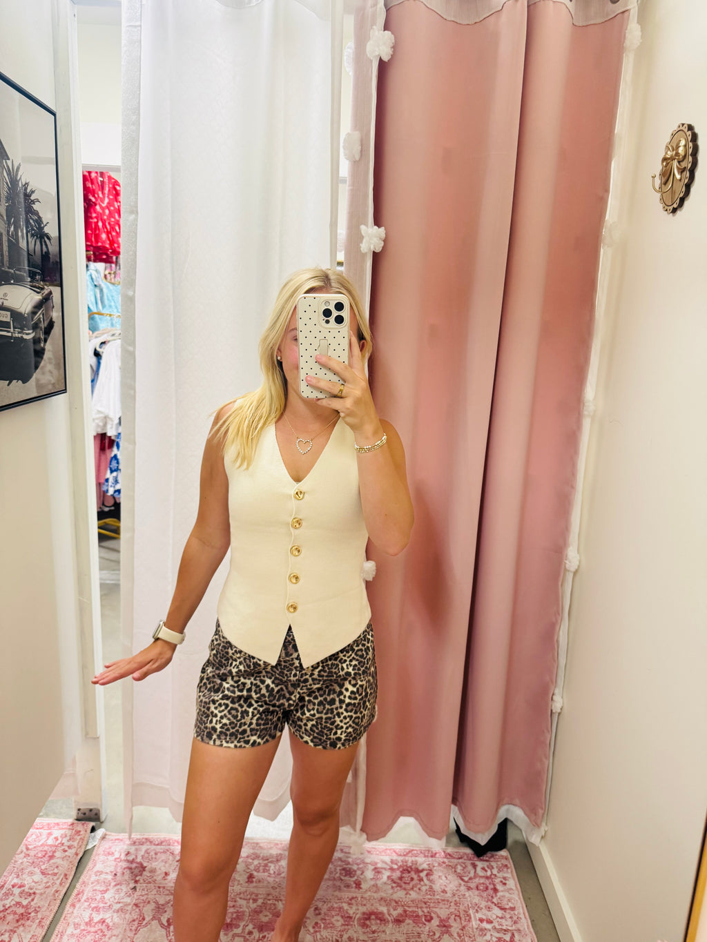 Cream Button Up Sweater Vest