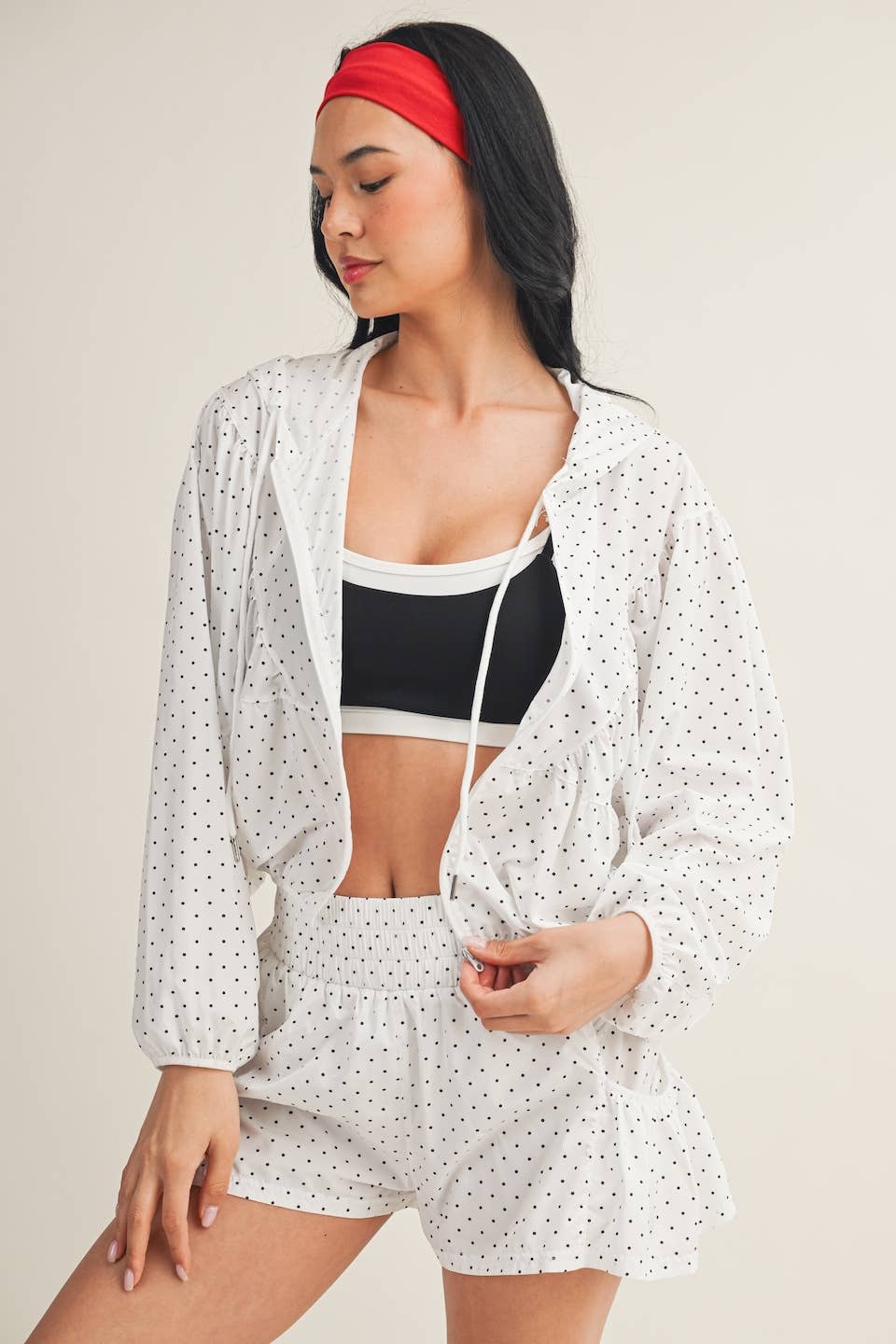 White Lightweight Polka Dot Print Jacket
