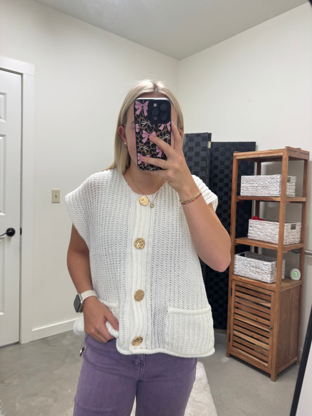 Oversize Ivory Knit Vest