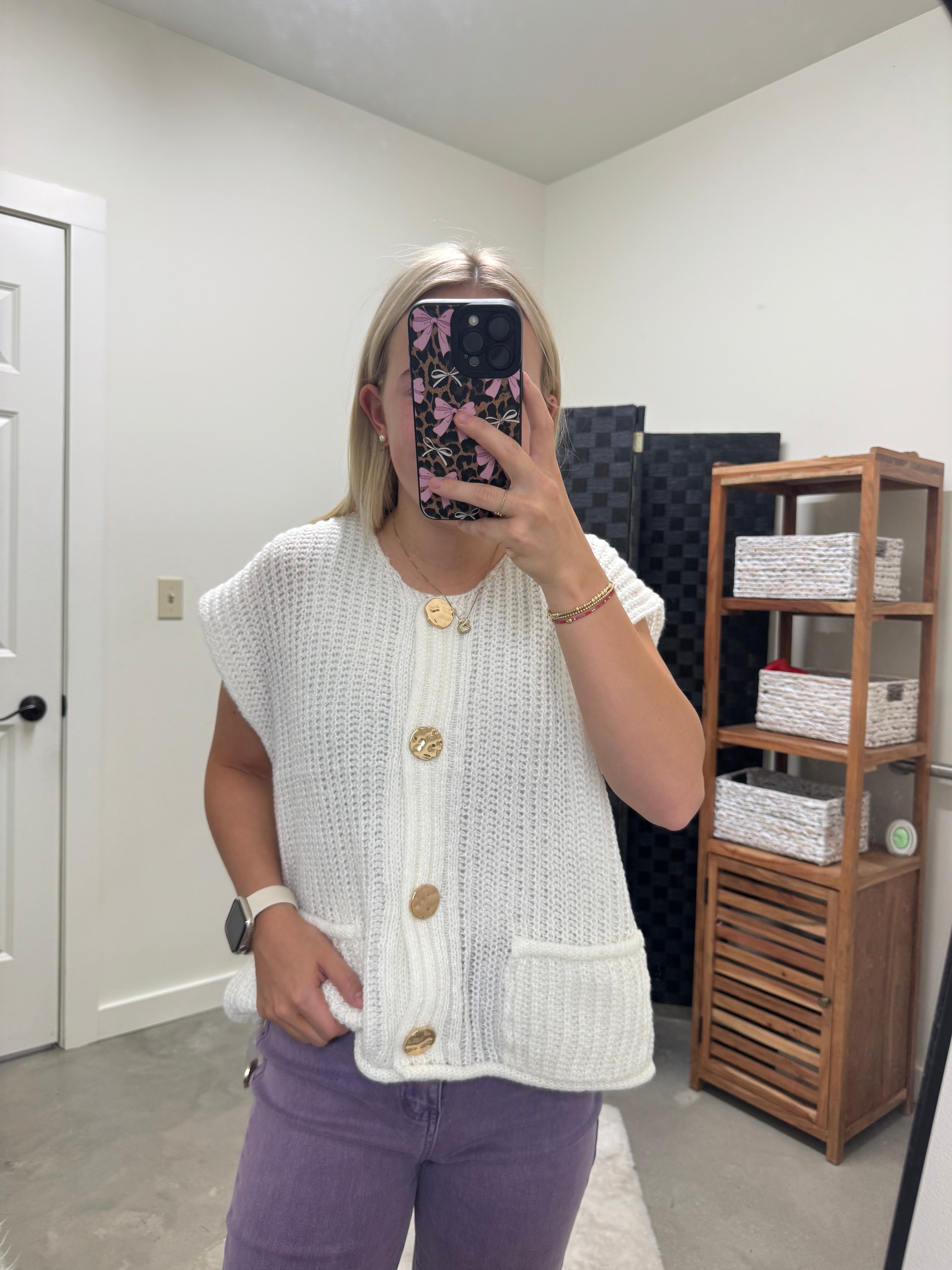 Oversize Ivory Knit Vest