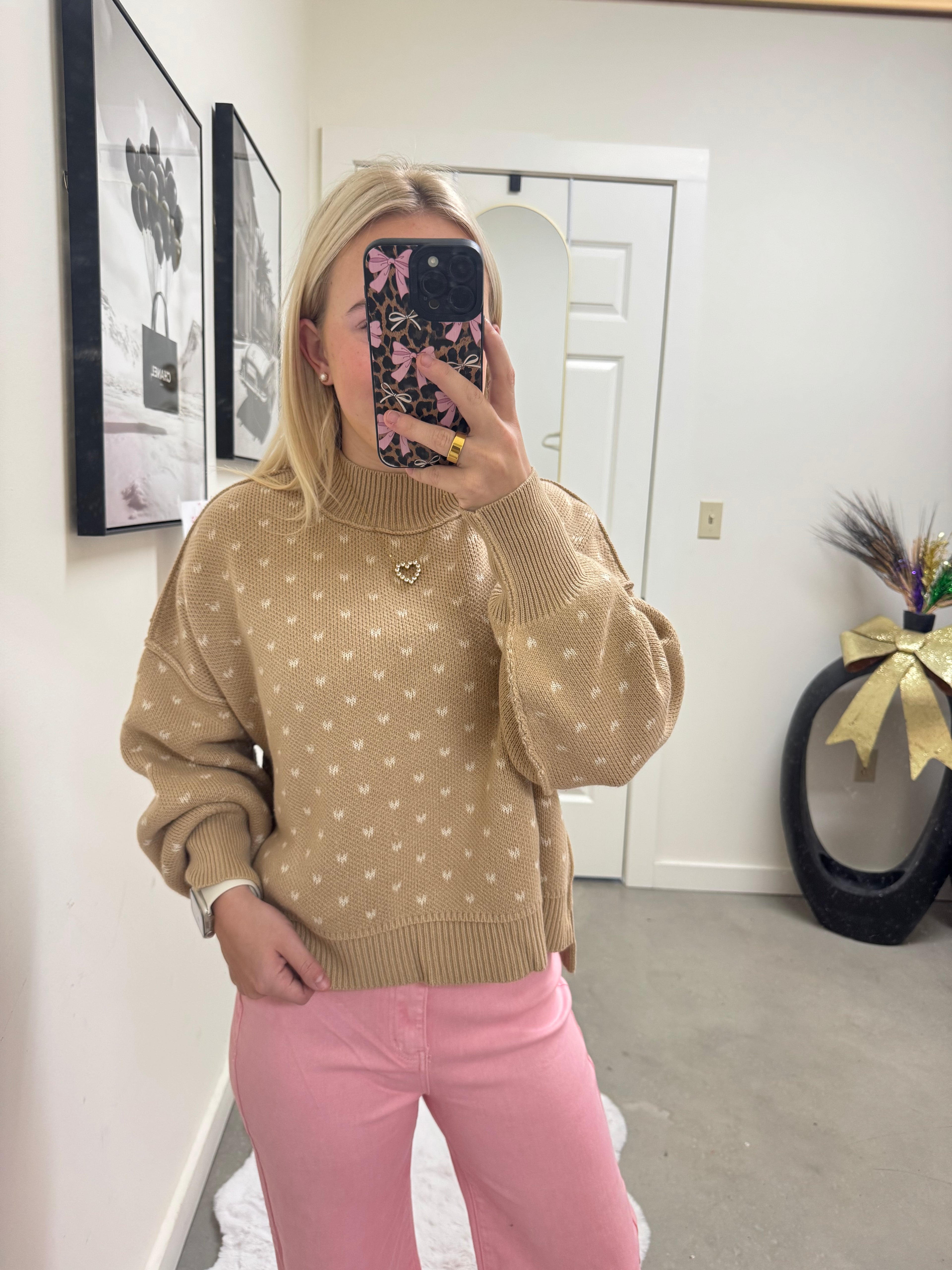 Beige Heart Sweater